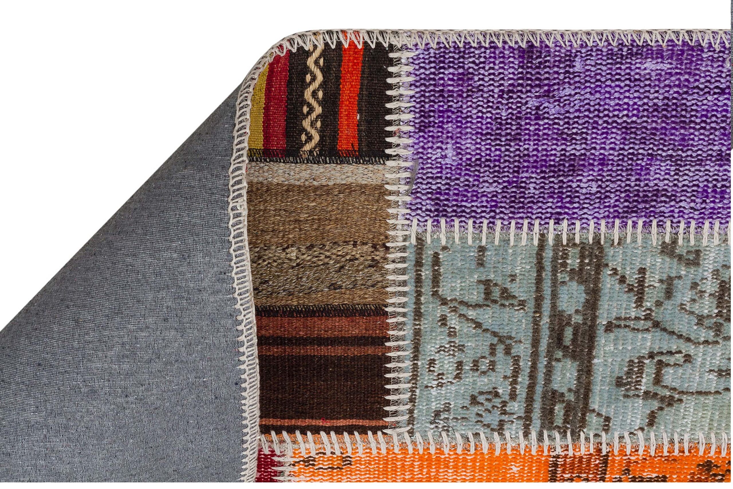 Modern, One-of-a-Kind Custom Patchwork Rug — detail view 3, handmade vintage rug