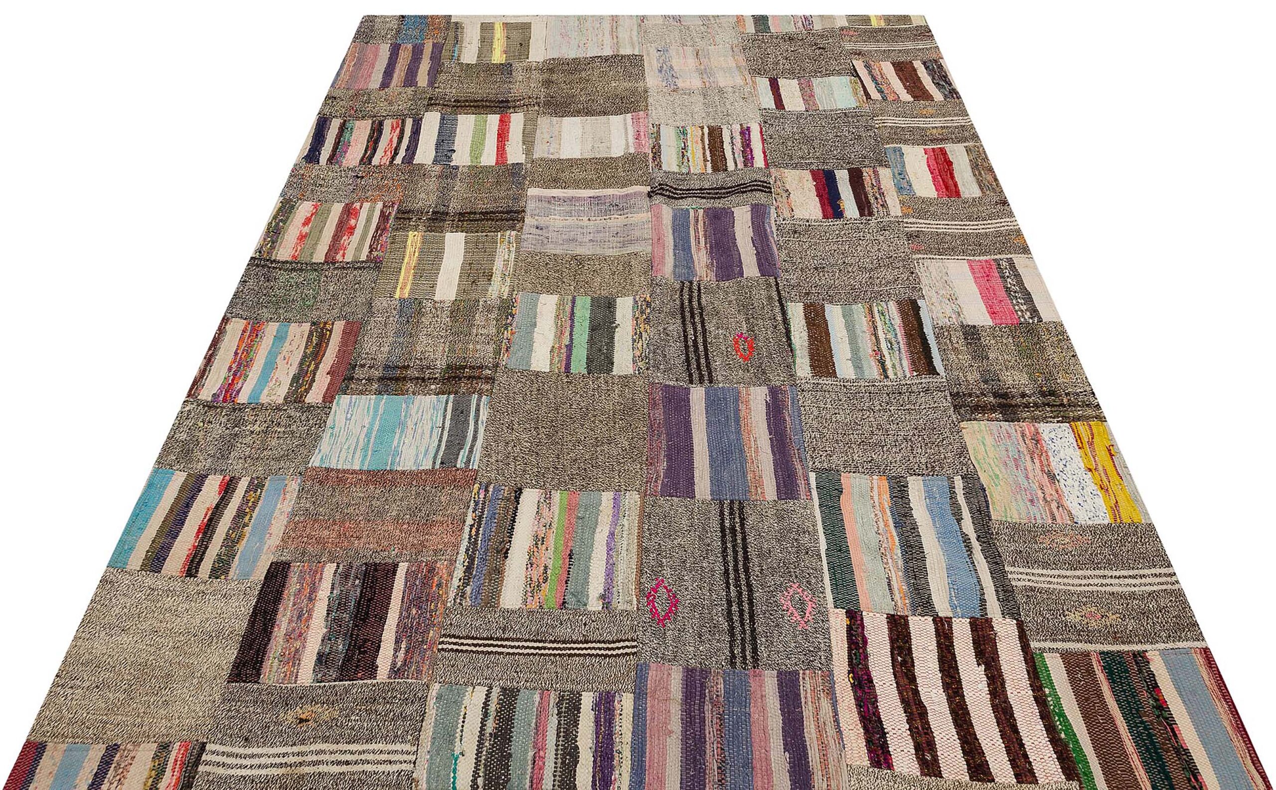 Custom Patchwork Handwoven Distressed Rug, vintage rug, Handmade, hand-knotted wool, size 170 × 228 cm, from Hereke