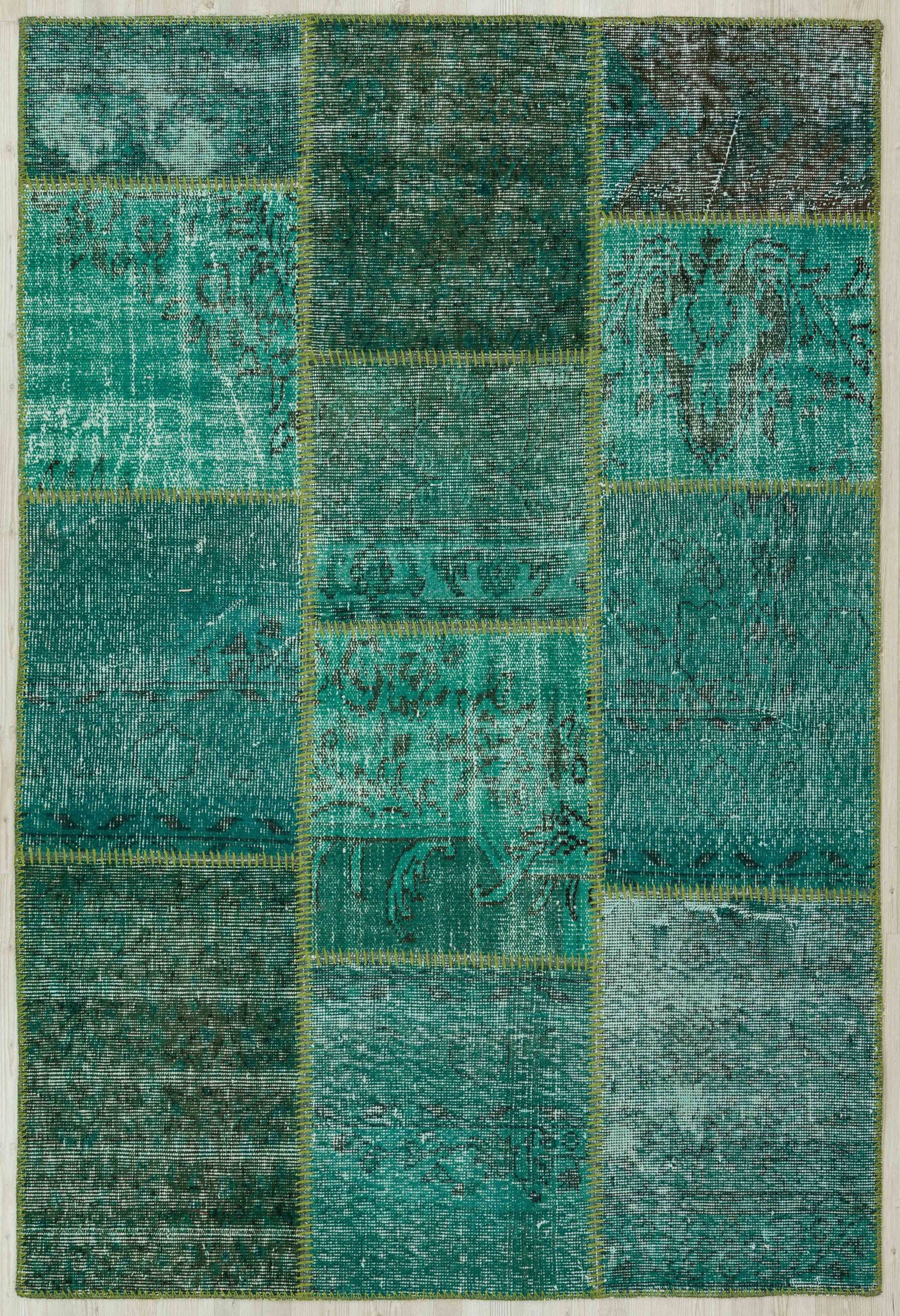Authentic Distressed, One-of-a-Kind Handwoven Patchwork Rug — detail view 4, handmade vintage rug