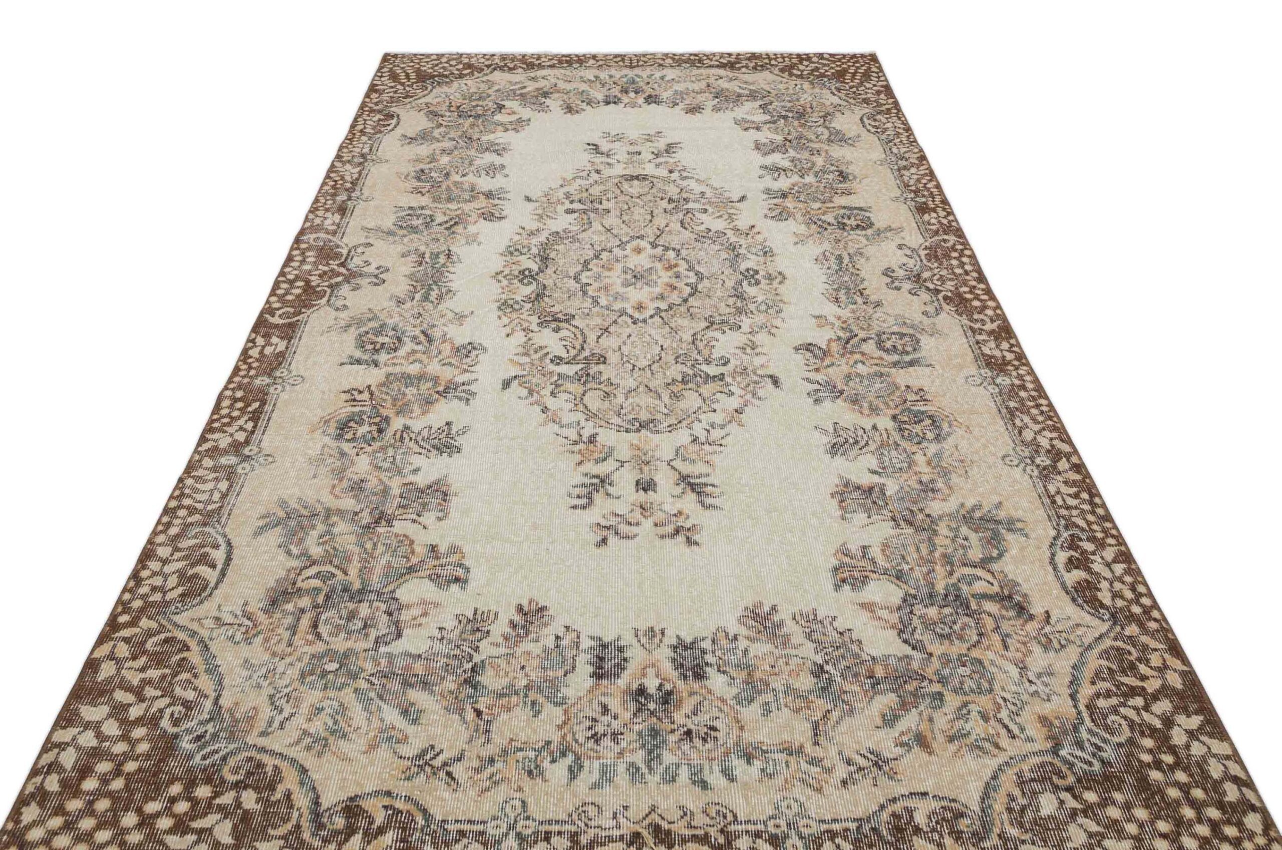 Distressed Hand-Woven Vintage Rug, vintage rug, Handmade, hand-knotted wool & cotton, size 166 × 293 cm, from Konya