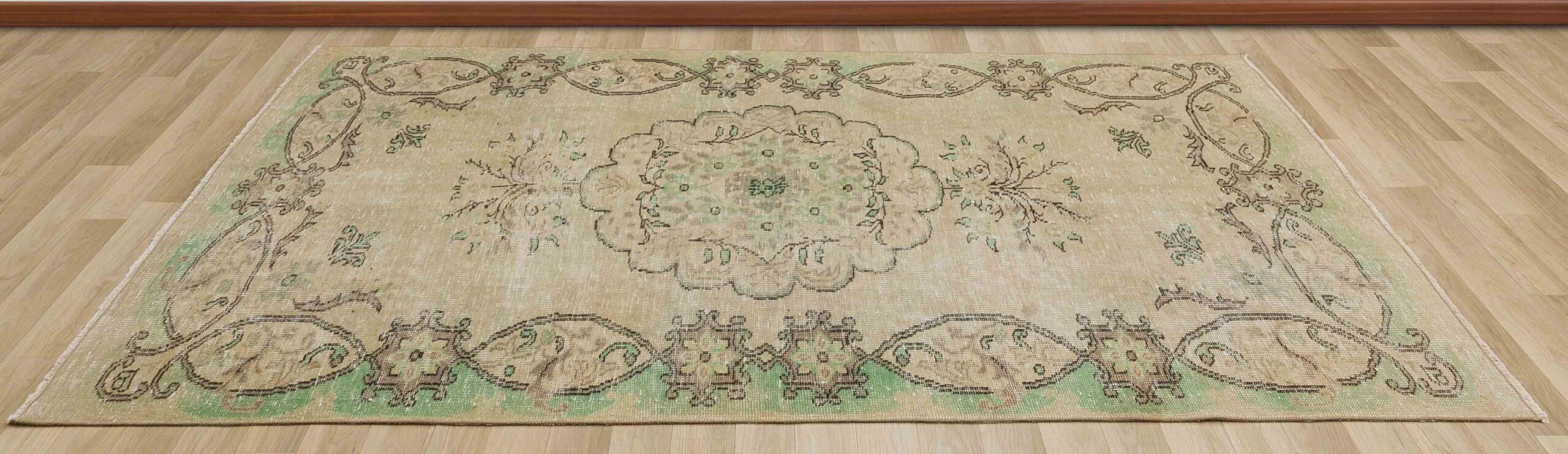 Unique Anatolian Vintage Hand-Woven Distressed Modern Rug — detail view 3, handmade vintage rug