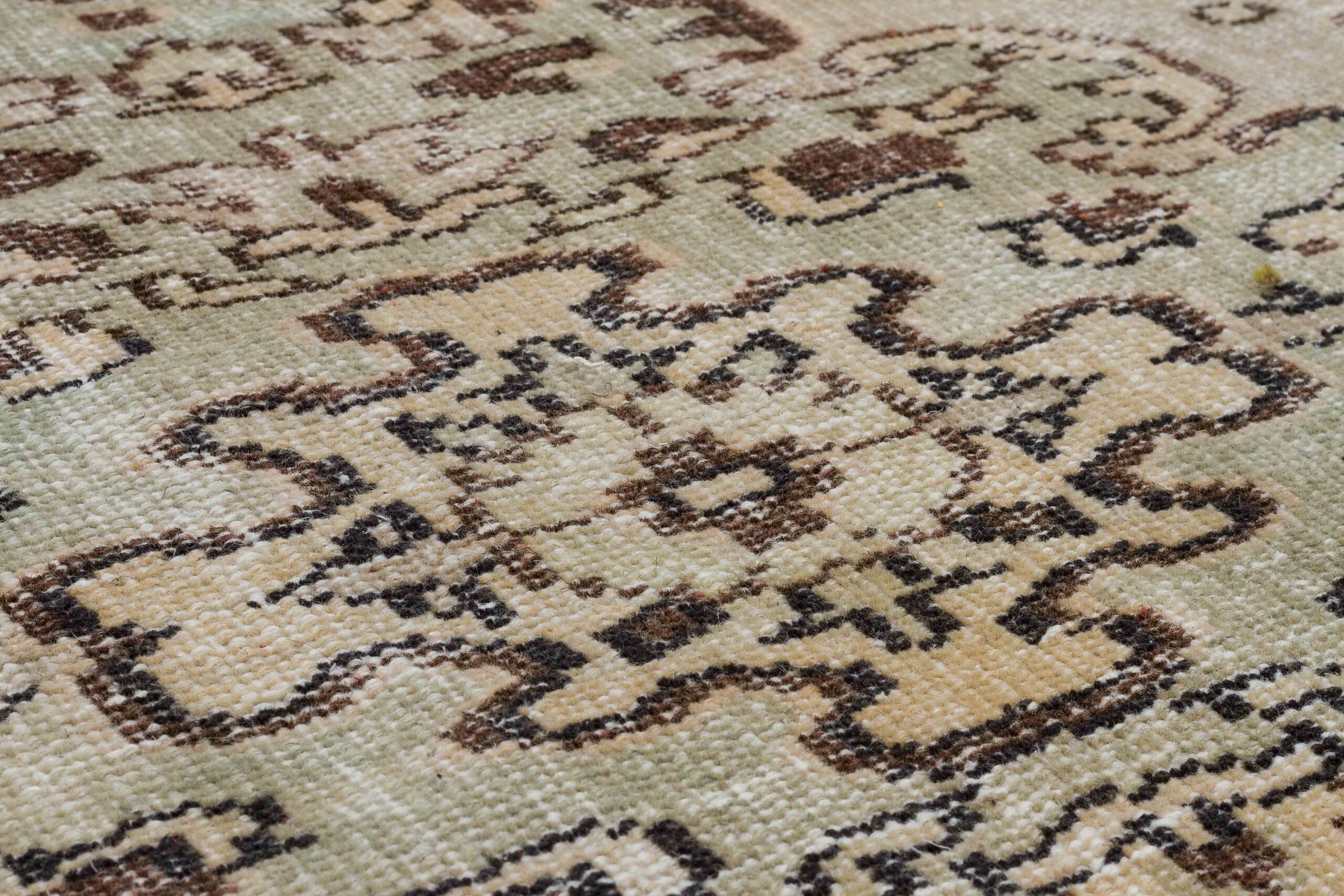 Beige Classic Vintage Hand-Woven Distressed Rug — detail view 5, handmade vintage rug