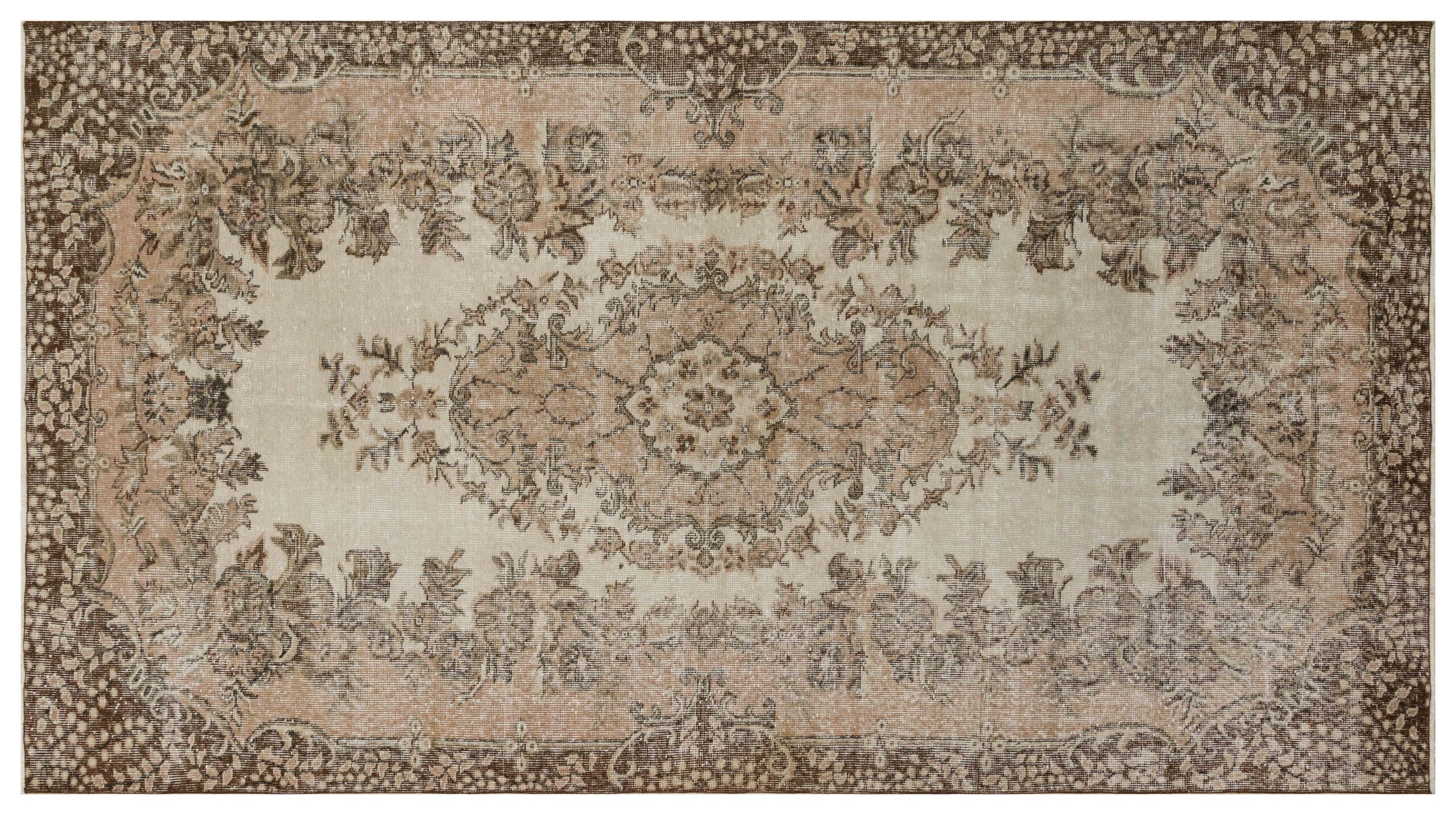 A Unique, Exquisitely Beautiful Vintage Distressed Rug, vintage rug, Handmade, hand-knotted silk, size 154 × 285 cm, from Van