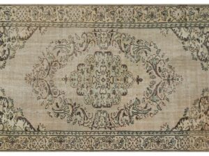 Bej Klasik Vintage El Dokuma Eskitme Halı 154x287 Model : 2714