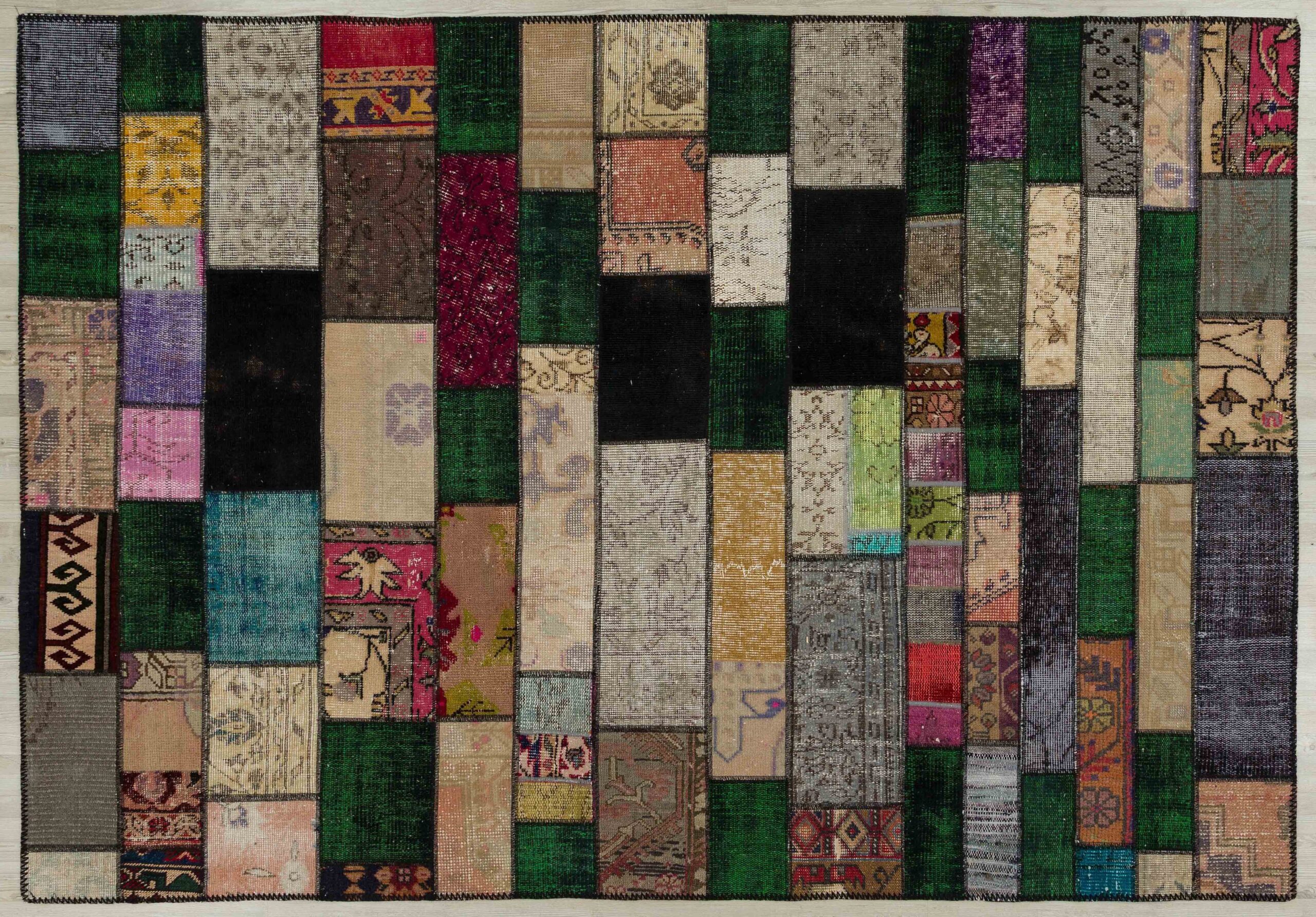 Unique Classic Handcrafted Custom Patchwork Rug — detail view 4, handmade vintage rug