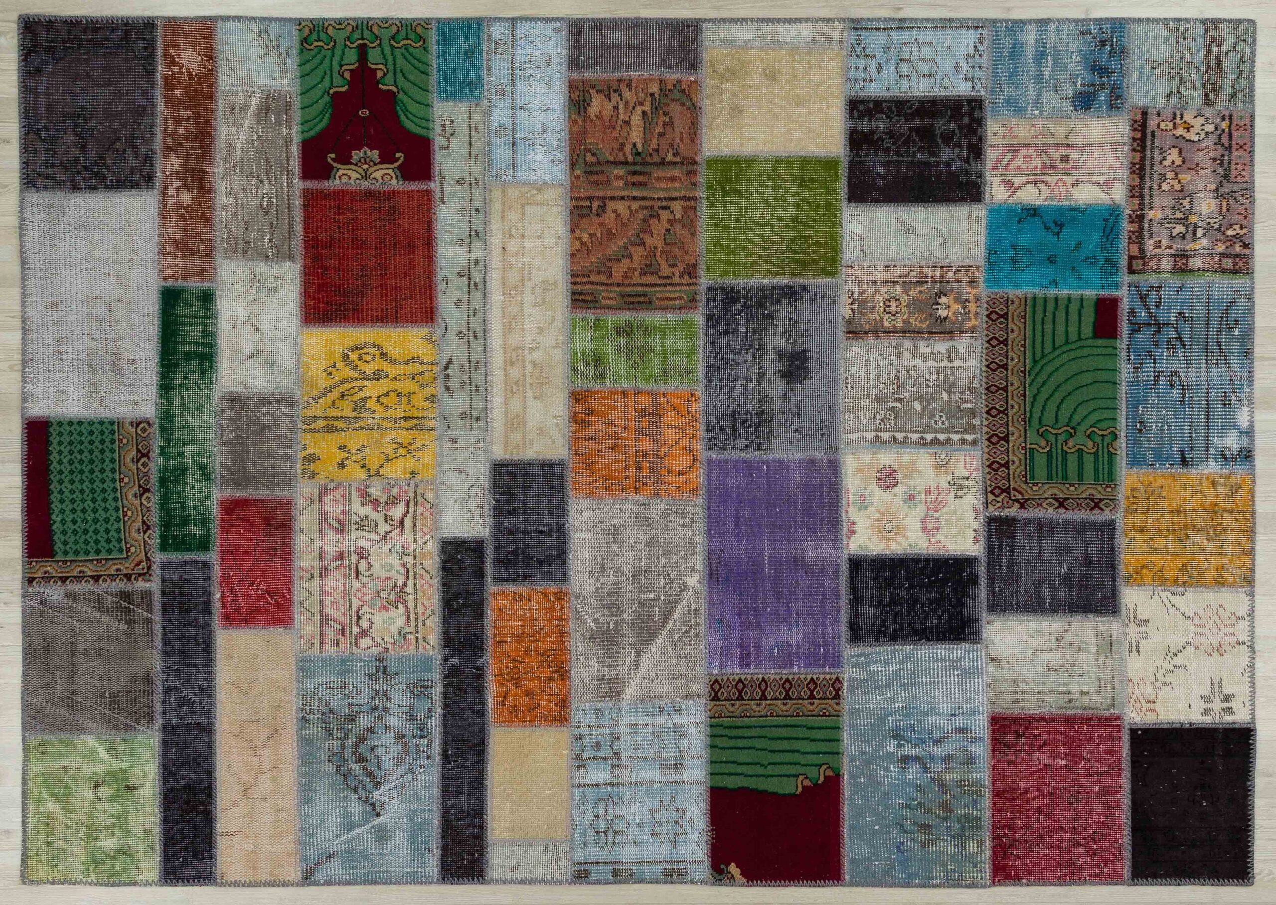 A Unique and Beautiful Handcrafted Patchwork Rug, vintage rug, Handmade, hand-knotted wool & silk, size 160 × 230 cm, from Cappadocia