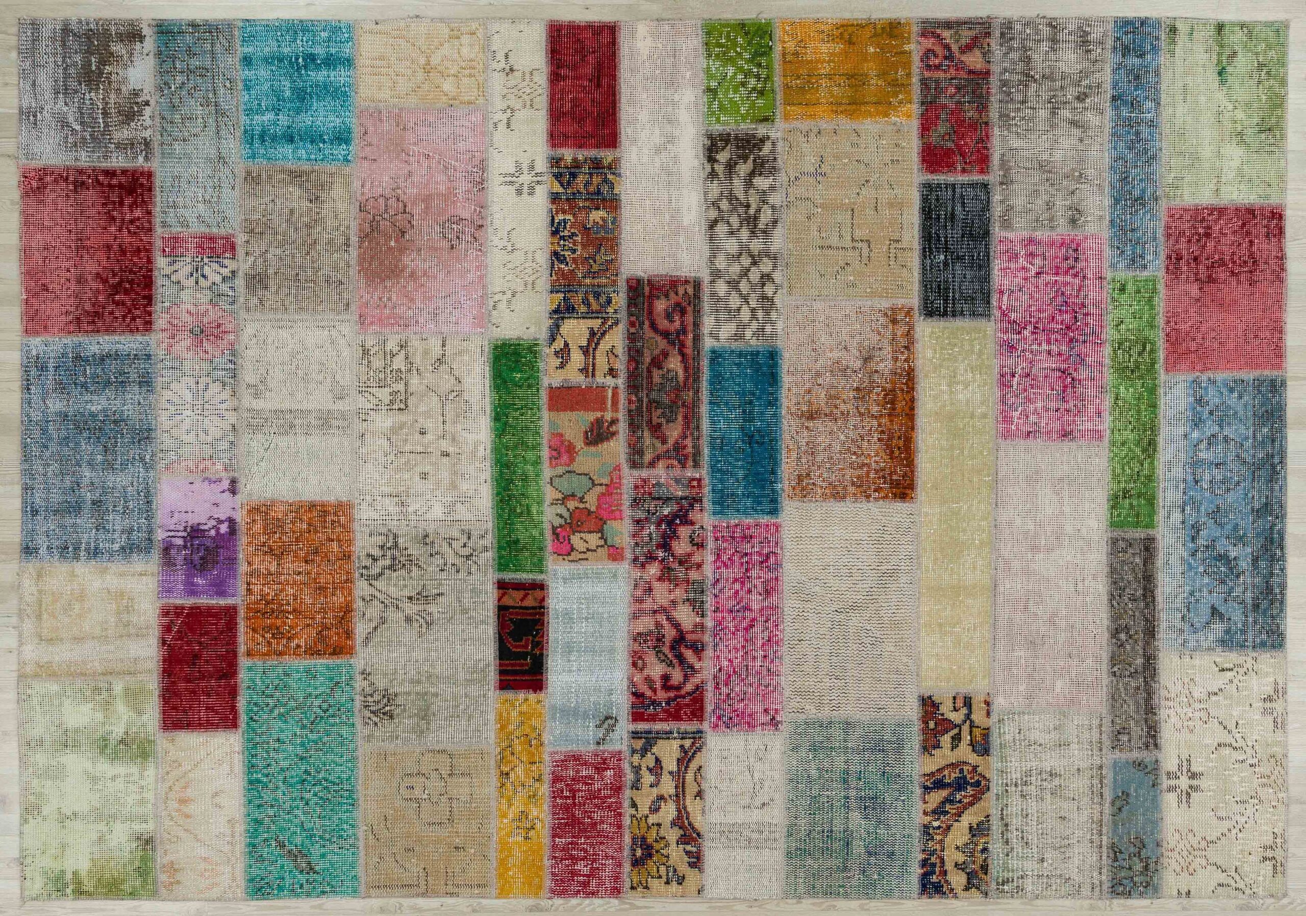 A Unique and Beautiful Handcrafted Patchwork Rug, vintage rug, Handmade, hand-knotted wool & silk, size 160 × 230 cm, from Kars