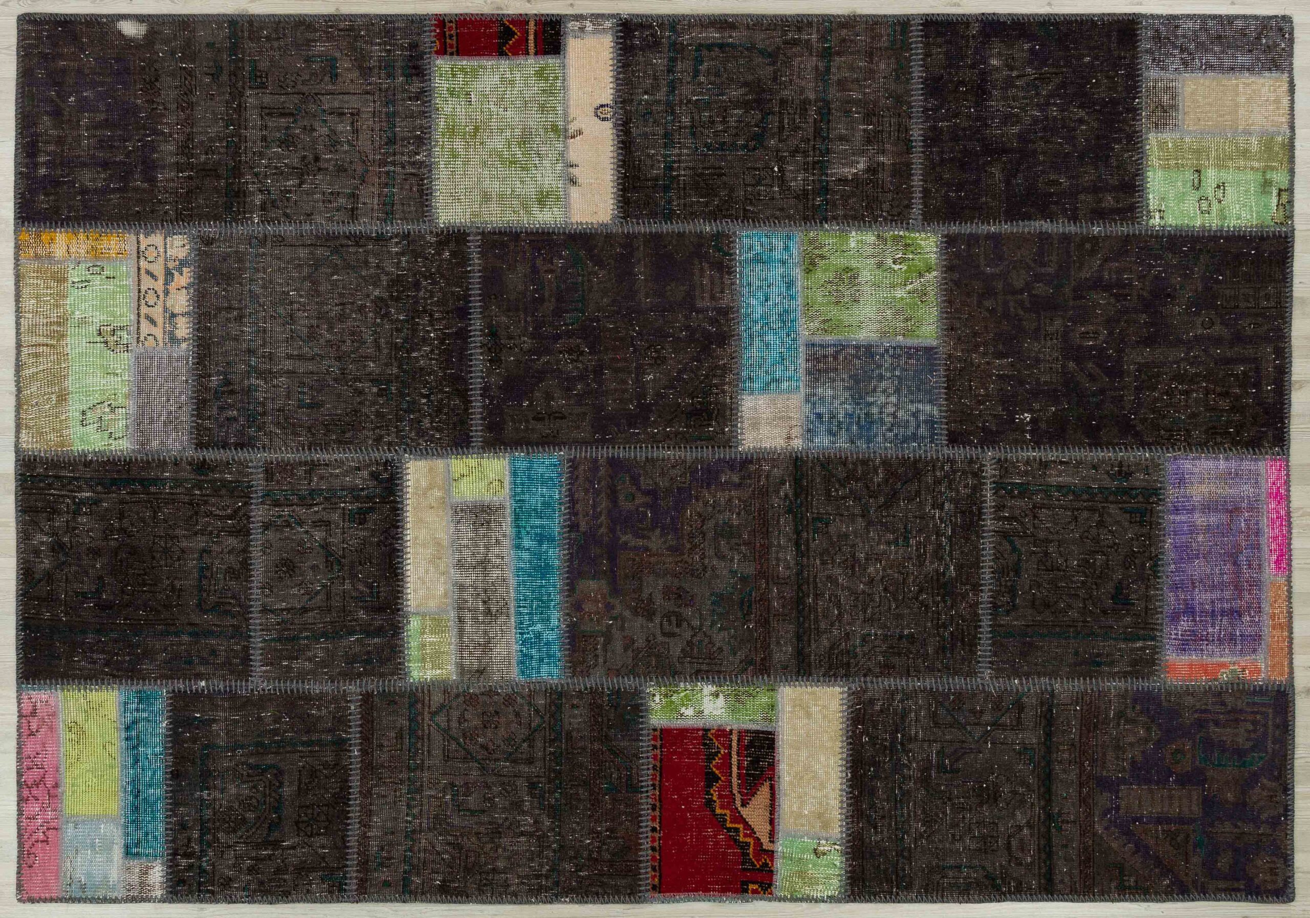 Handwoven Patchwork Rug with a Distressed Look and Unique Beauty, vintage rug, Handmade, hand-knotted cotton, size 160 × 230 cm, from Gaziantep