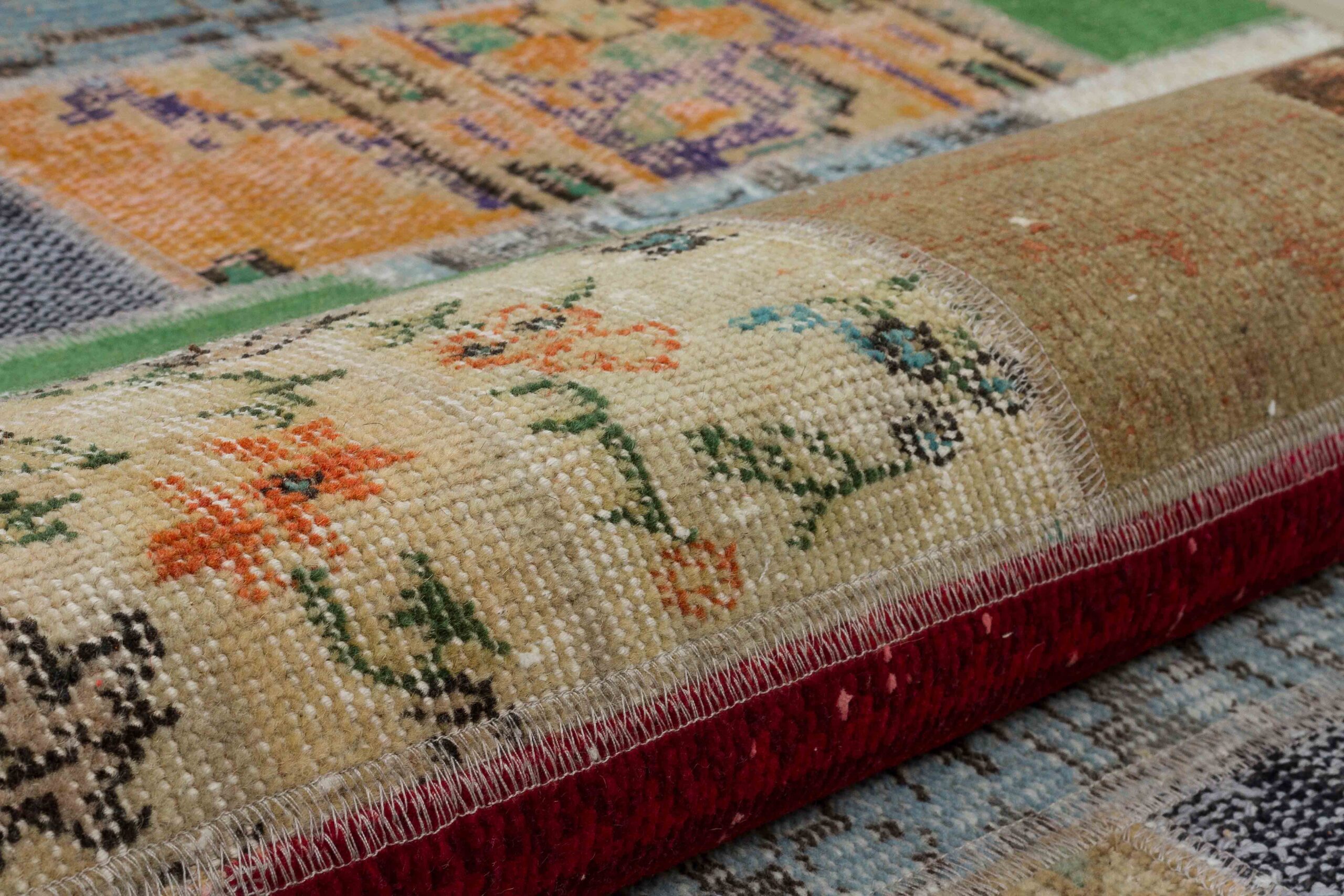 Unique Anatolian Patchwork Rug — detail view 4, handmade vintage rug