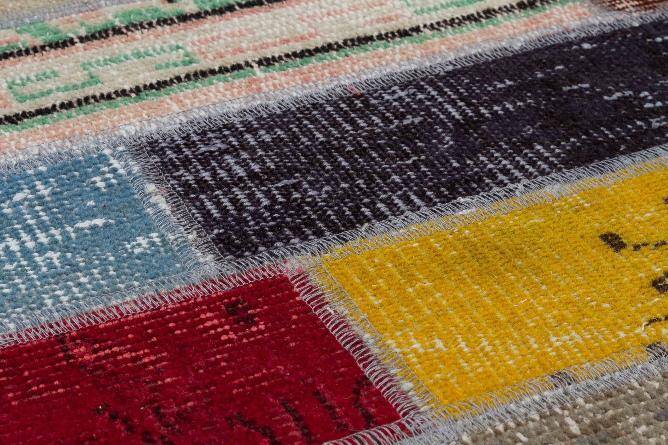 A Unique and Beautiful Handmade Patchwork Rug — detail view 4, handmade vintage rug