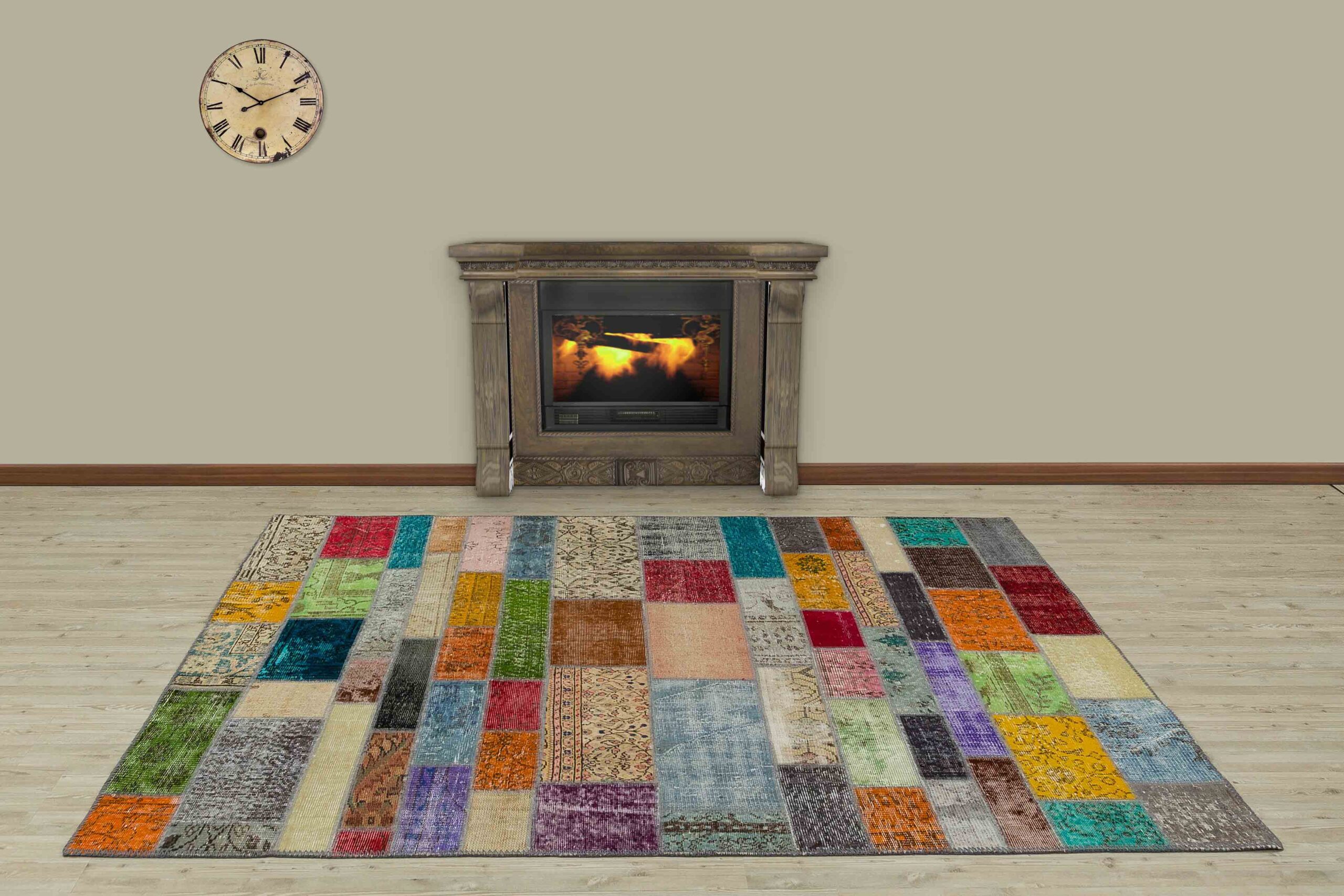 A Unique and Exquisite Handmade Patchwork Rug — detail view 4, handmade vintage rug
