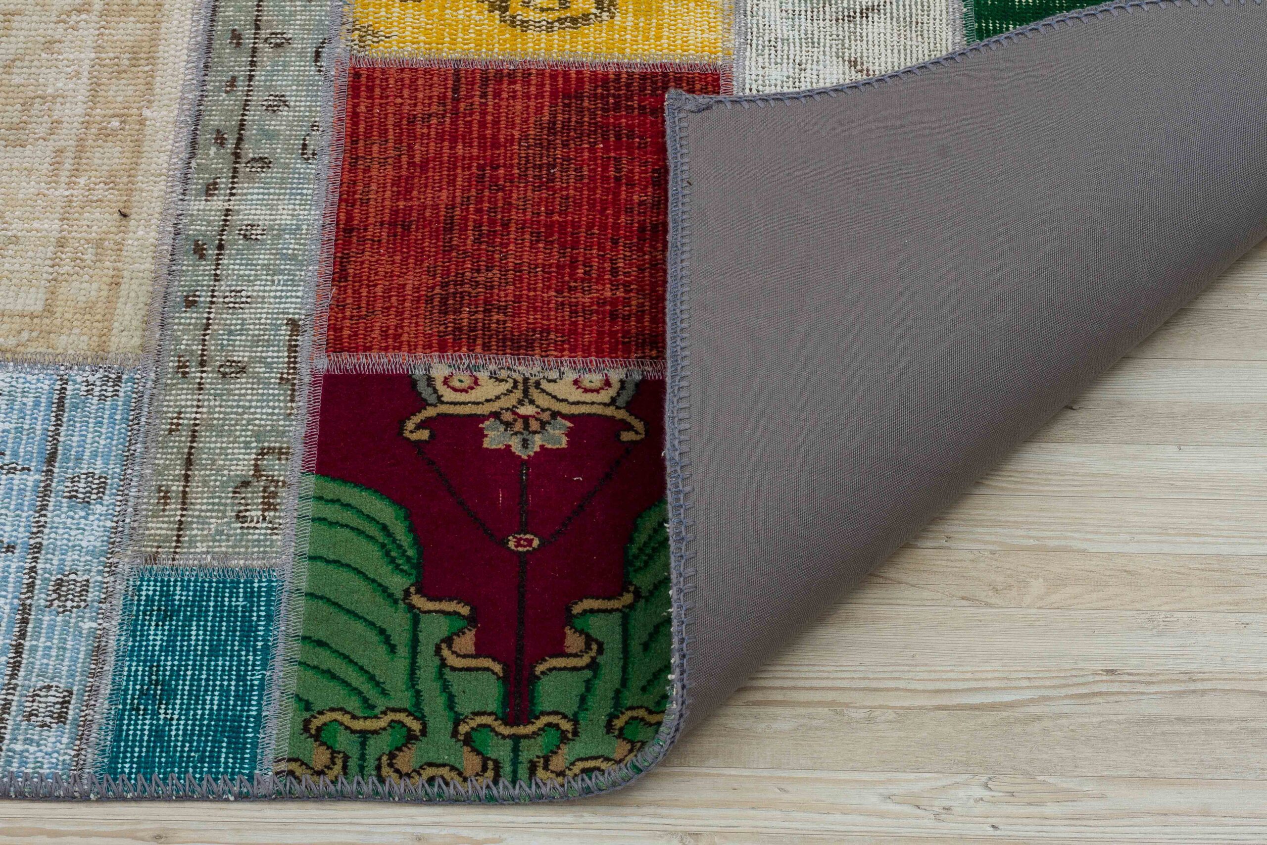 A Unique and Beautiful Handcrafted Patchwork Rug — detail view 3, handmade vintage rug