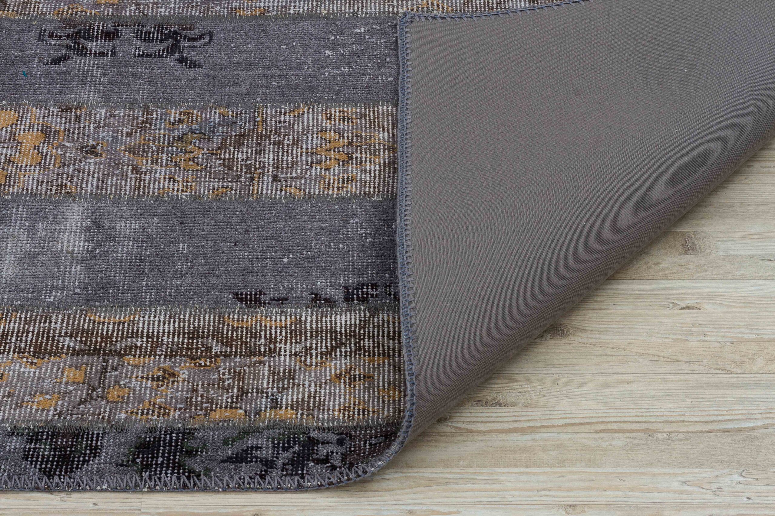 Hand-Woven Distressed Special Patchwork Rug — detail view 3, handmade vintage rug