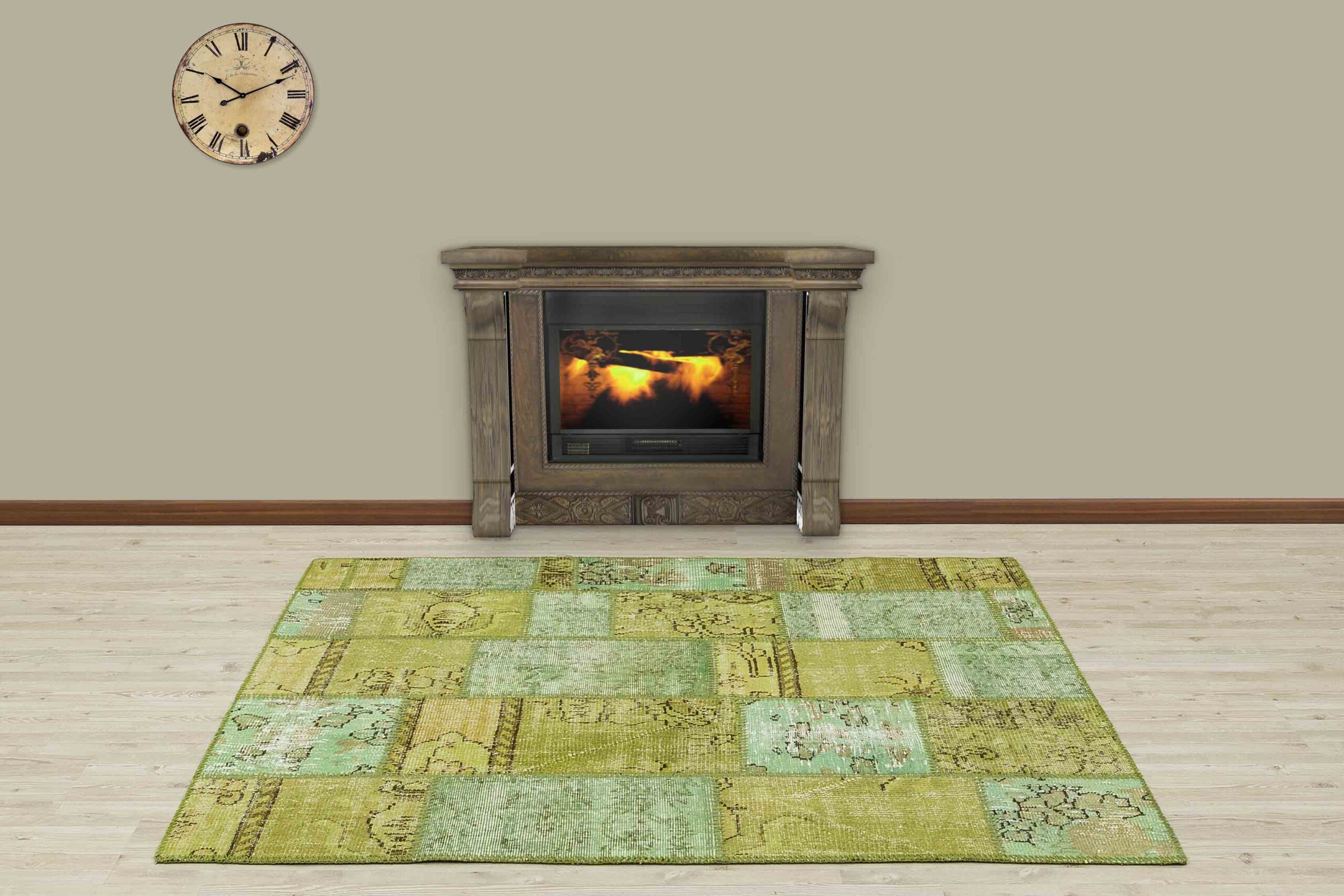 Modern, One-of-a-Kind Custom Patchwork Rug — detail view 3, handmade vintage rug