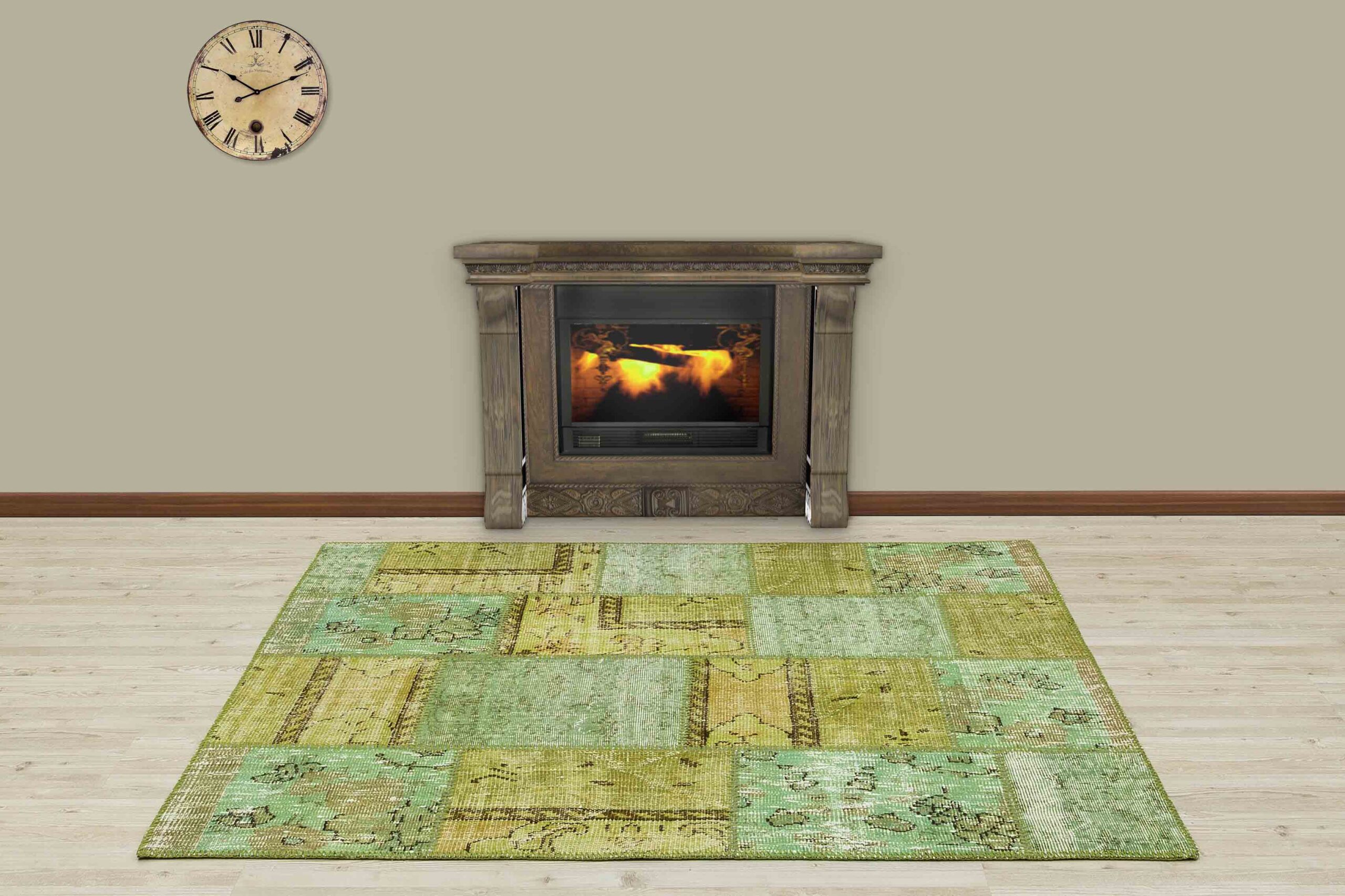 Modern, One-of-a-Kind Custom Patchwork Rug — detail view 3, handmade vintage rug