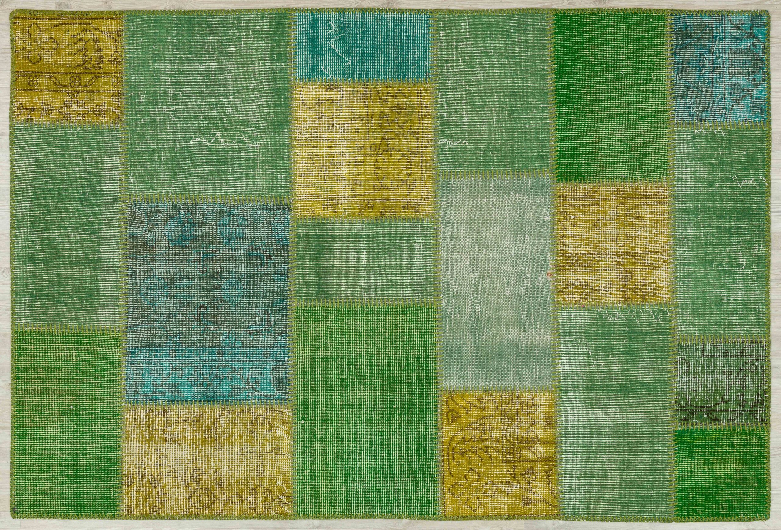 Modern, One-of-a-Kind Custom Patchwork Rug, vintage rug, Handmade, hand-knotted wool & cotton, size 120 × 180 cm, from Anatolia