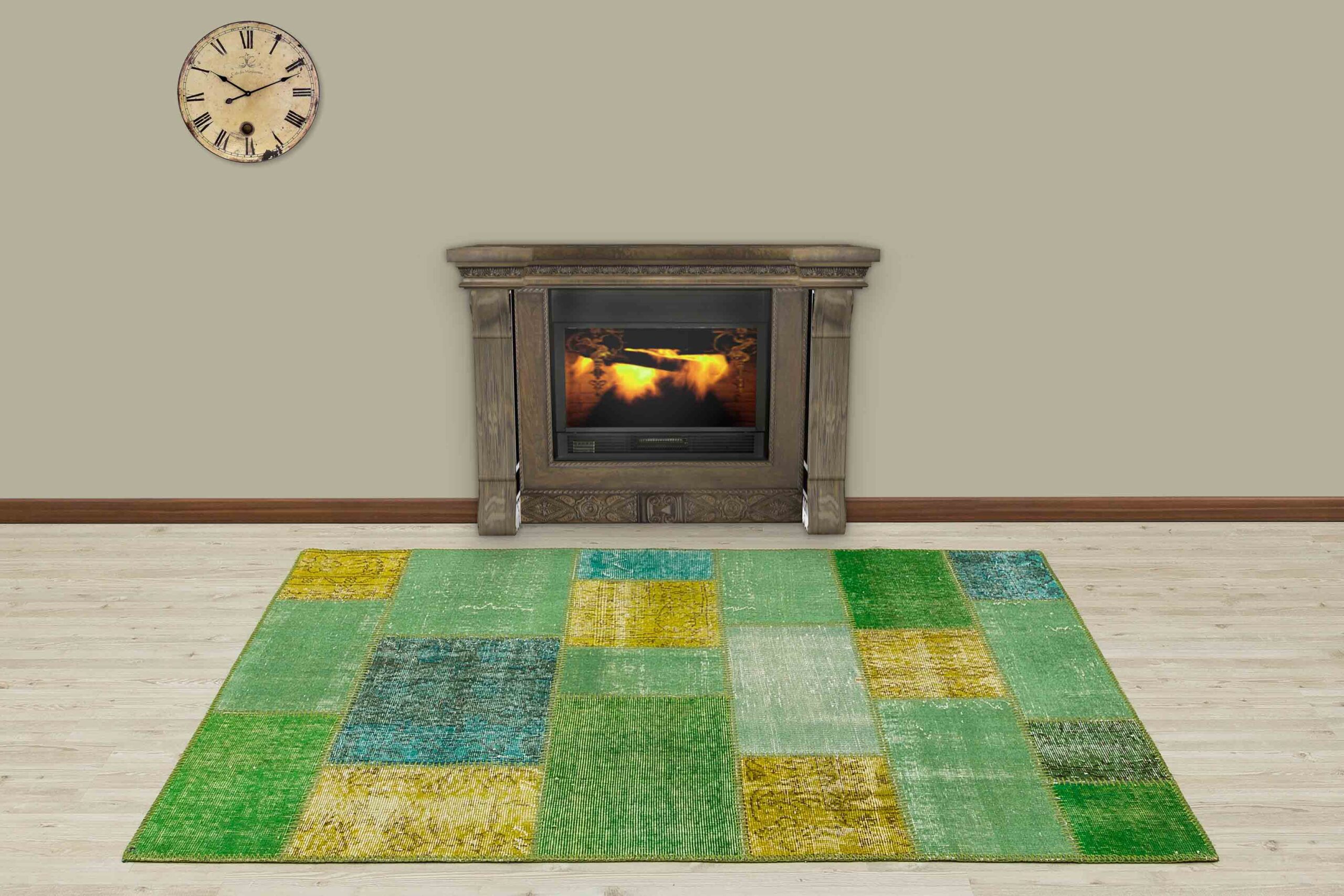Modern, One-of-a-Kind Custom Patchwork Rug — detail view 3, handmade vintage rug