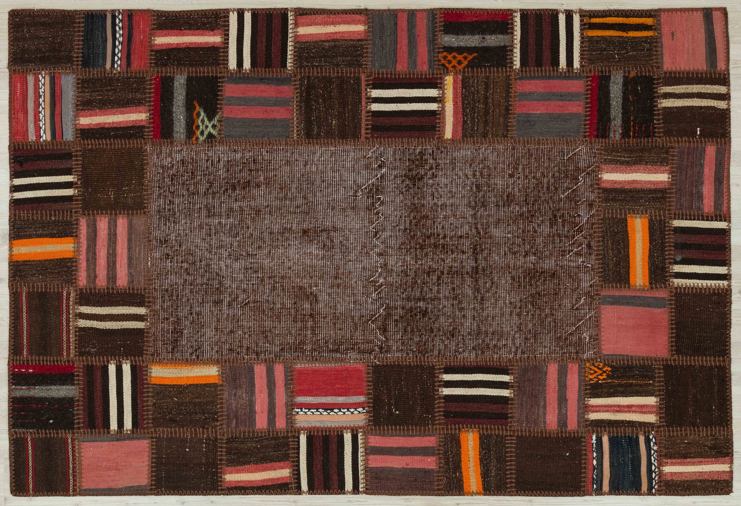 Classic Modern Handcrafted Patchwork Rug, vintage rug, Handmade, hand-knotted wool, size 120 × 180 cm, from Kars
