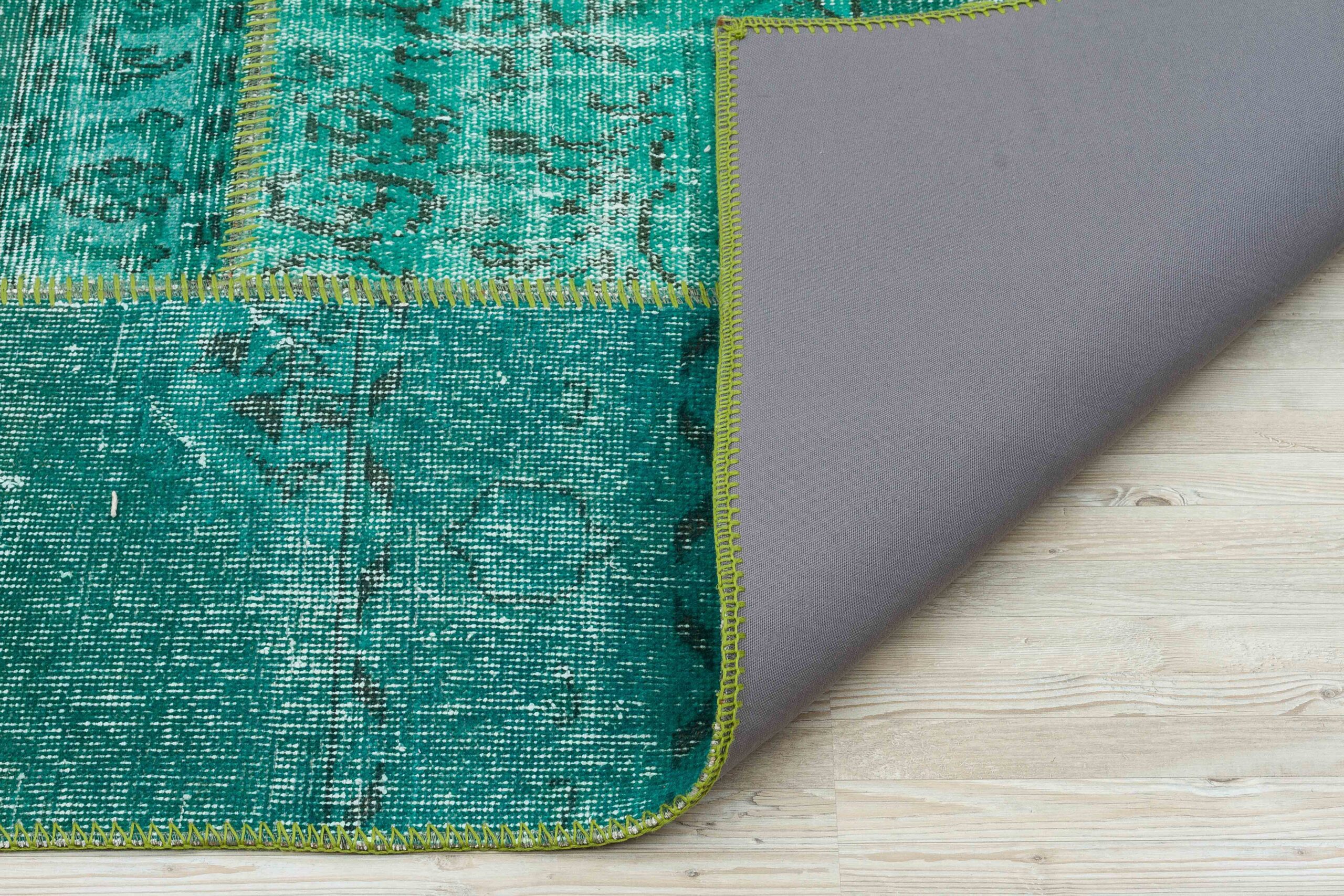 Authentic Distressed, One-of-a-Kind Handwoven Patchwork Rug — detail view 3, handmade vintage rug