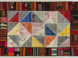 El Dokuma Eskitme Özel Patchwork Halı 120 x 180 Model : 5439