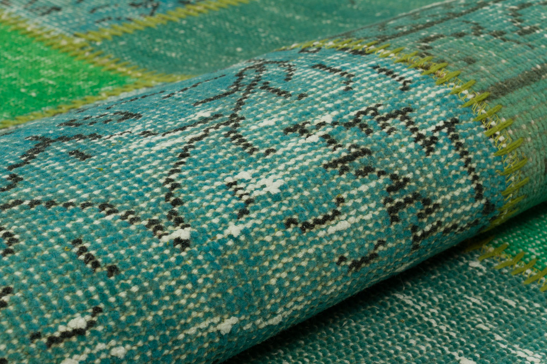 Hand-Woven Distressed Special Patchwork Rug — detail view 4, handmade vintage rug