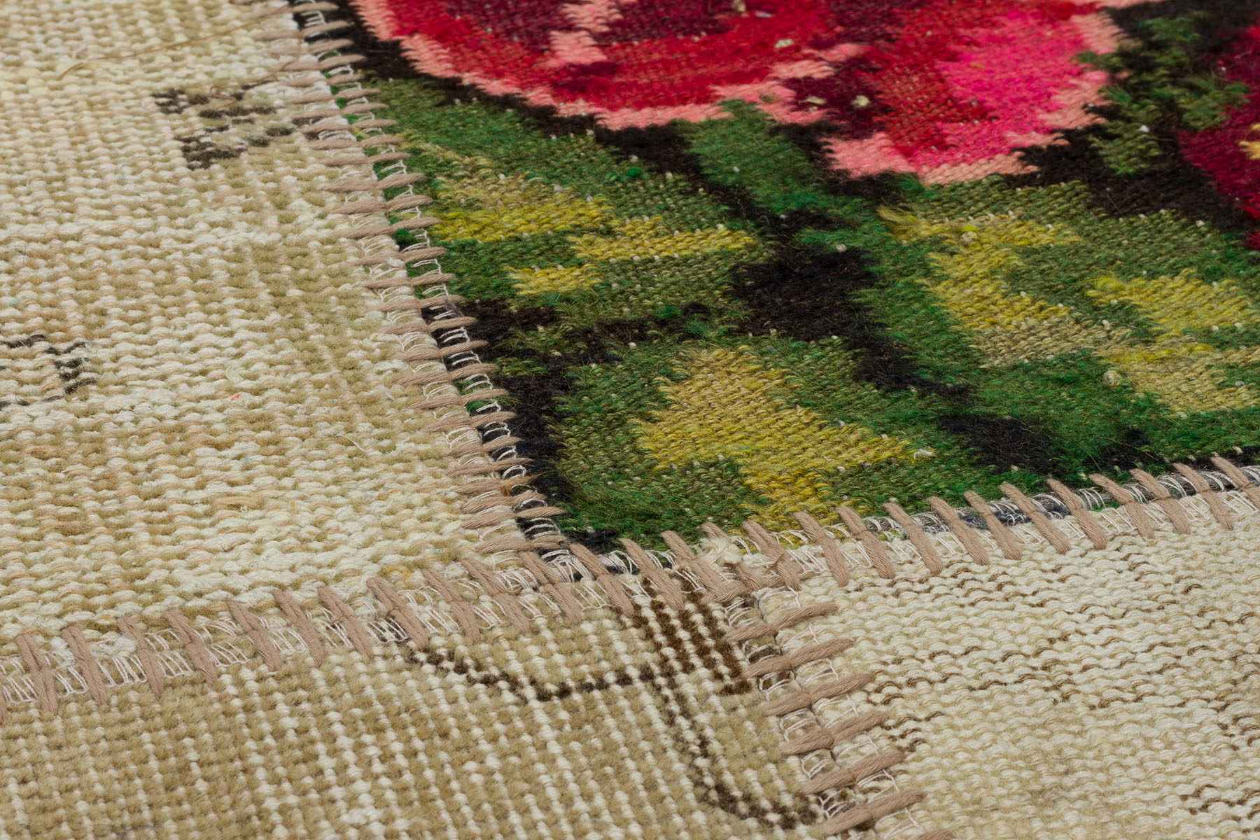 Custom Patchwork Handwoven Rug — detail view 4, handmade vintage rug