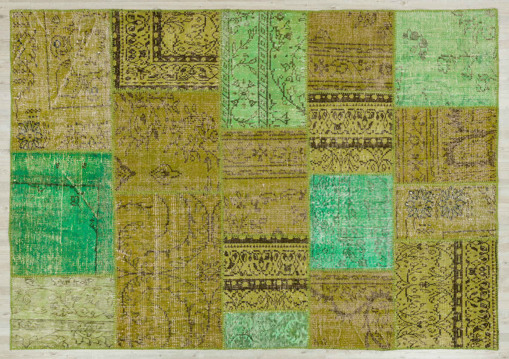 Vintage Hand-Woven Patchwork Rug, vintage rug, Handmade, hand-knotted wool, cotton & silk, size 160 × 230 cm, from Van