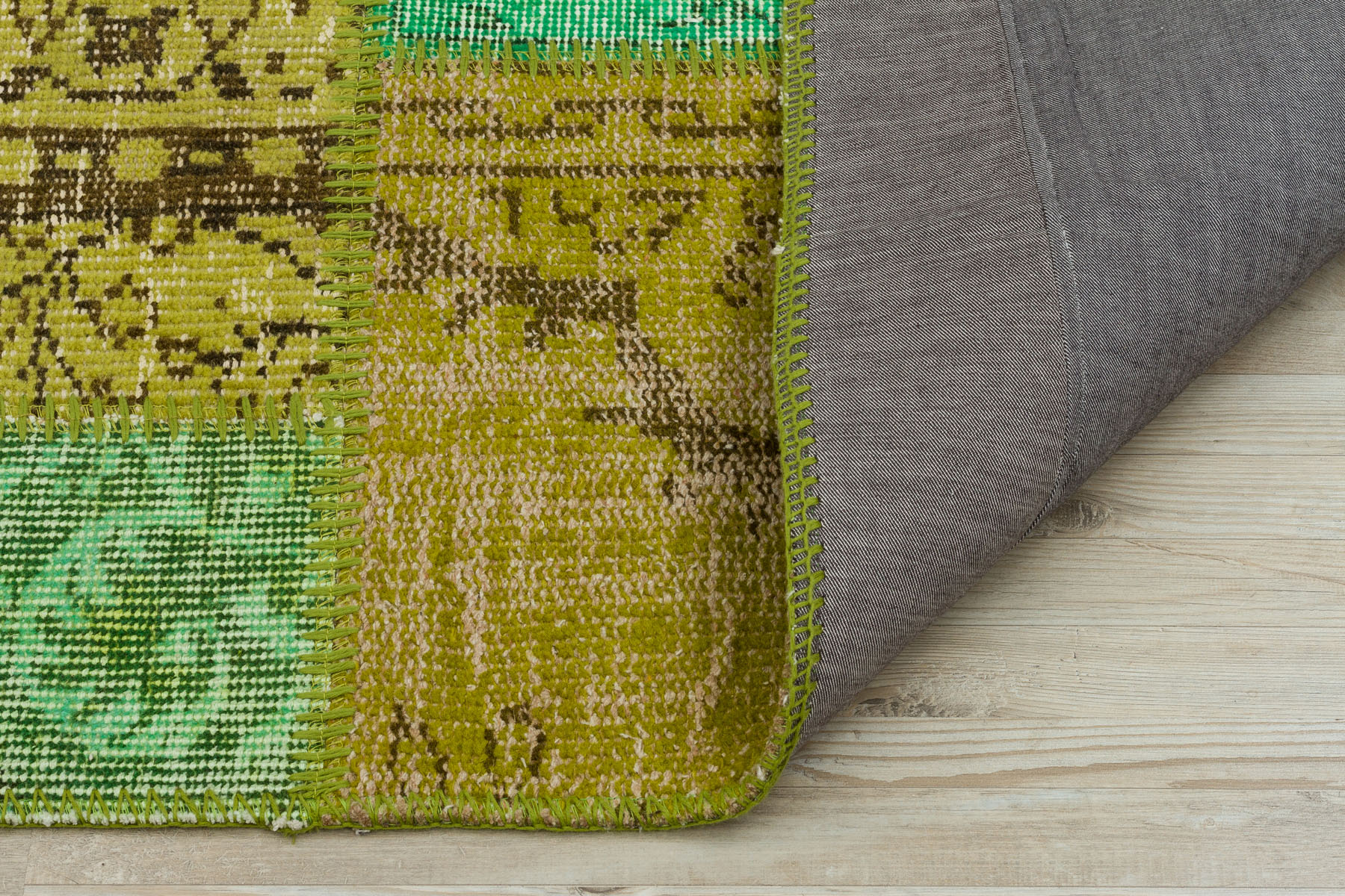 Vintage Hand-Woven Patchwork Rug — detail view 3, handmade vintage rug