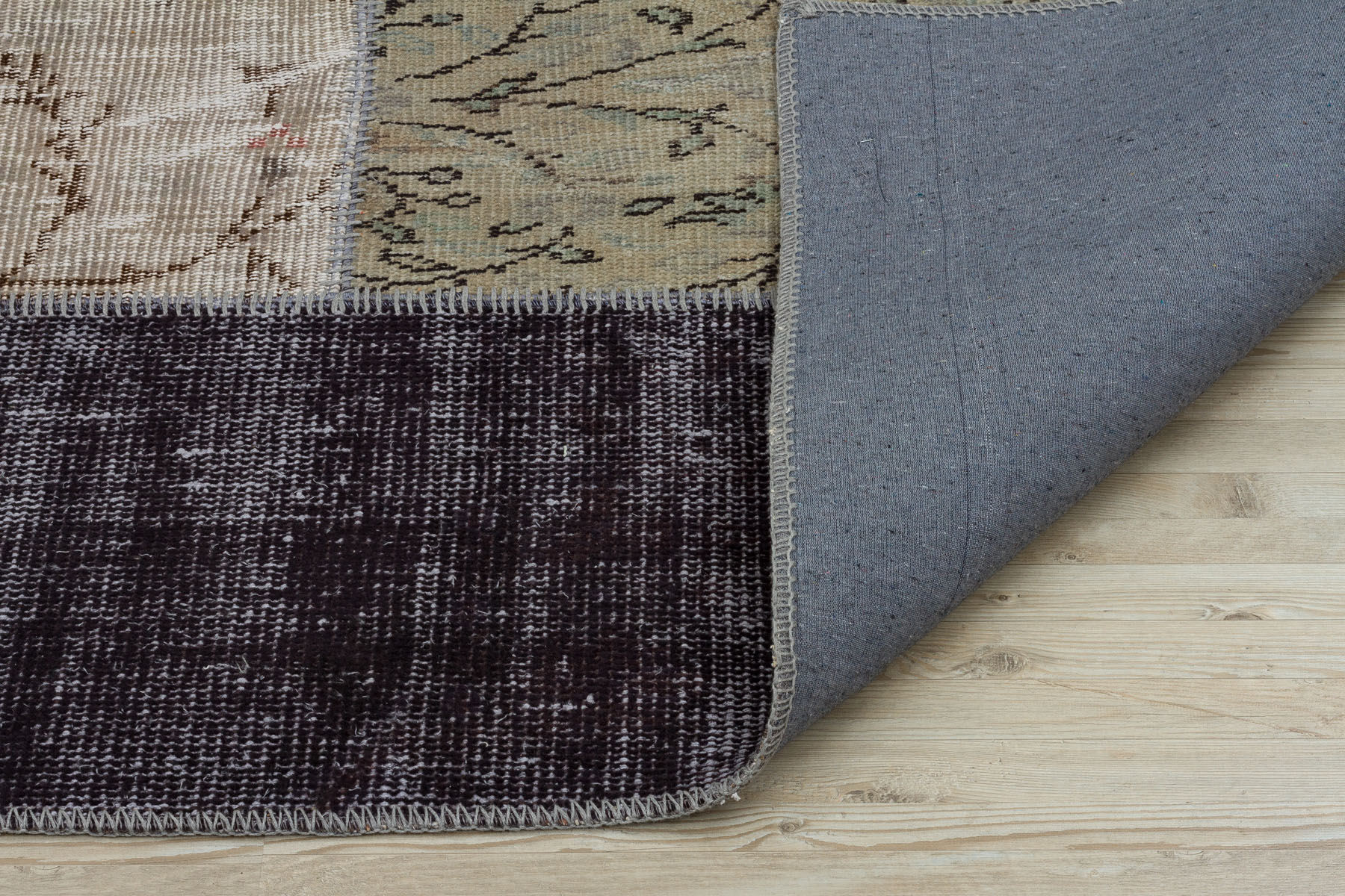 Vintage Hand-Woven Patchwork Rug — detail view 3, handmade vintage rug