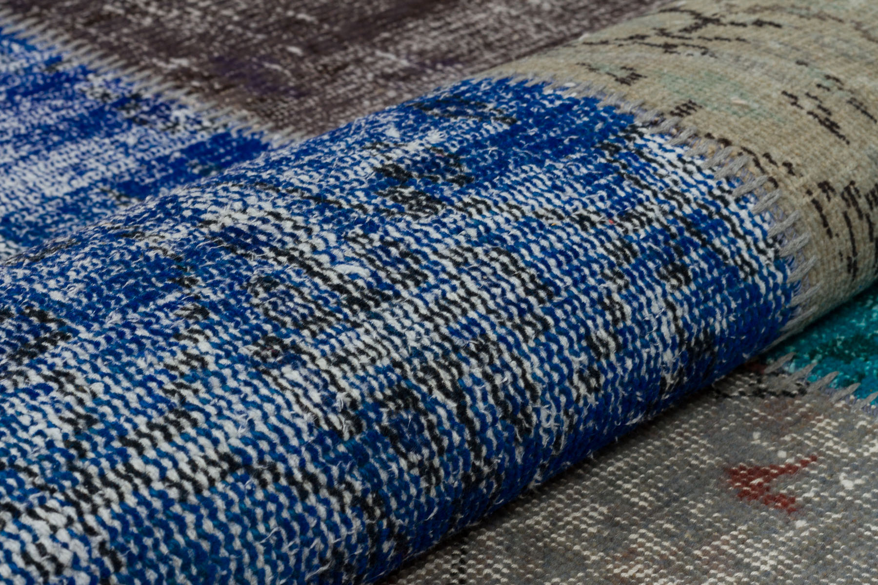 Vintage Hand-Woven Patchwork Rug — detail view 4, handmade vintage rug