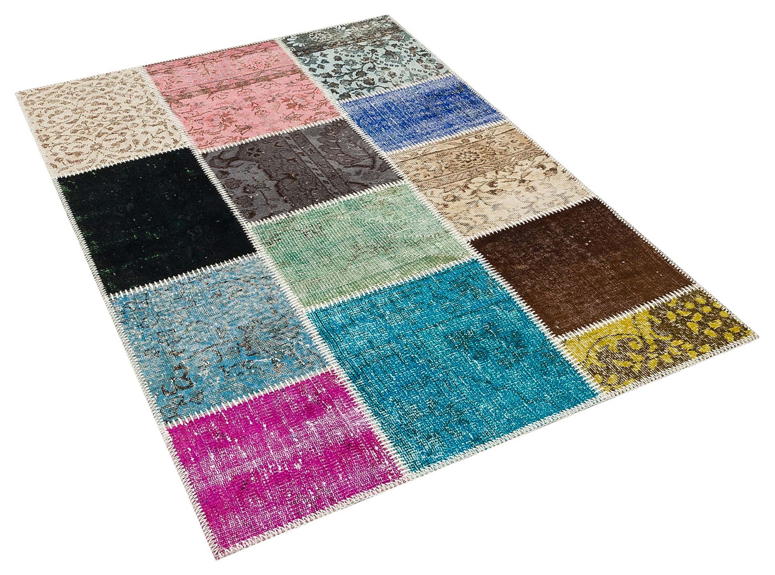 Vintage Handwoven Patchwork Rug, vintage rug, Handmade, hand-knotted cotton, size 120 × 180 cm, from Oushak