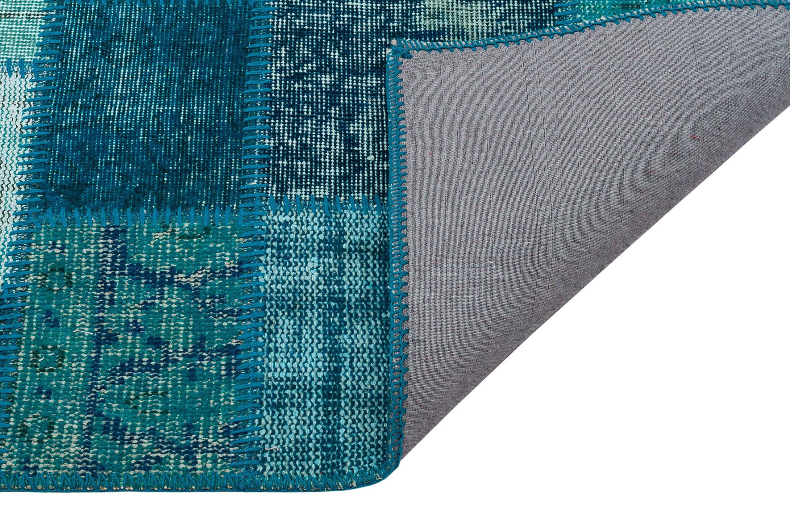 Authentic Hand-Woven Distressed Patchwork Rug — detail view 3, handmade vintage rug