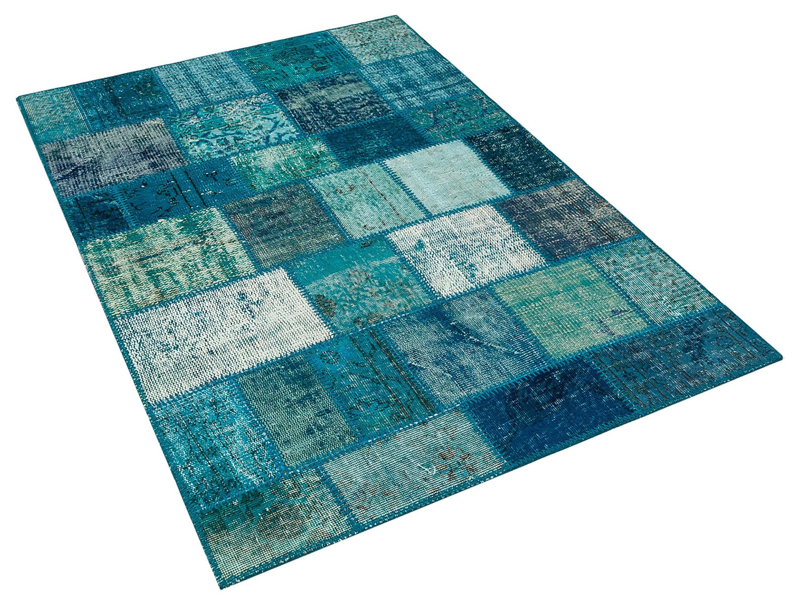 Gerçek El Dokuma Eskitme Patchwork Halı 120 x 180 cm 5637