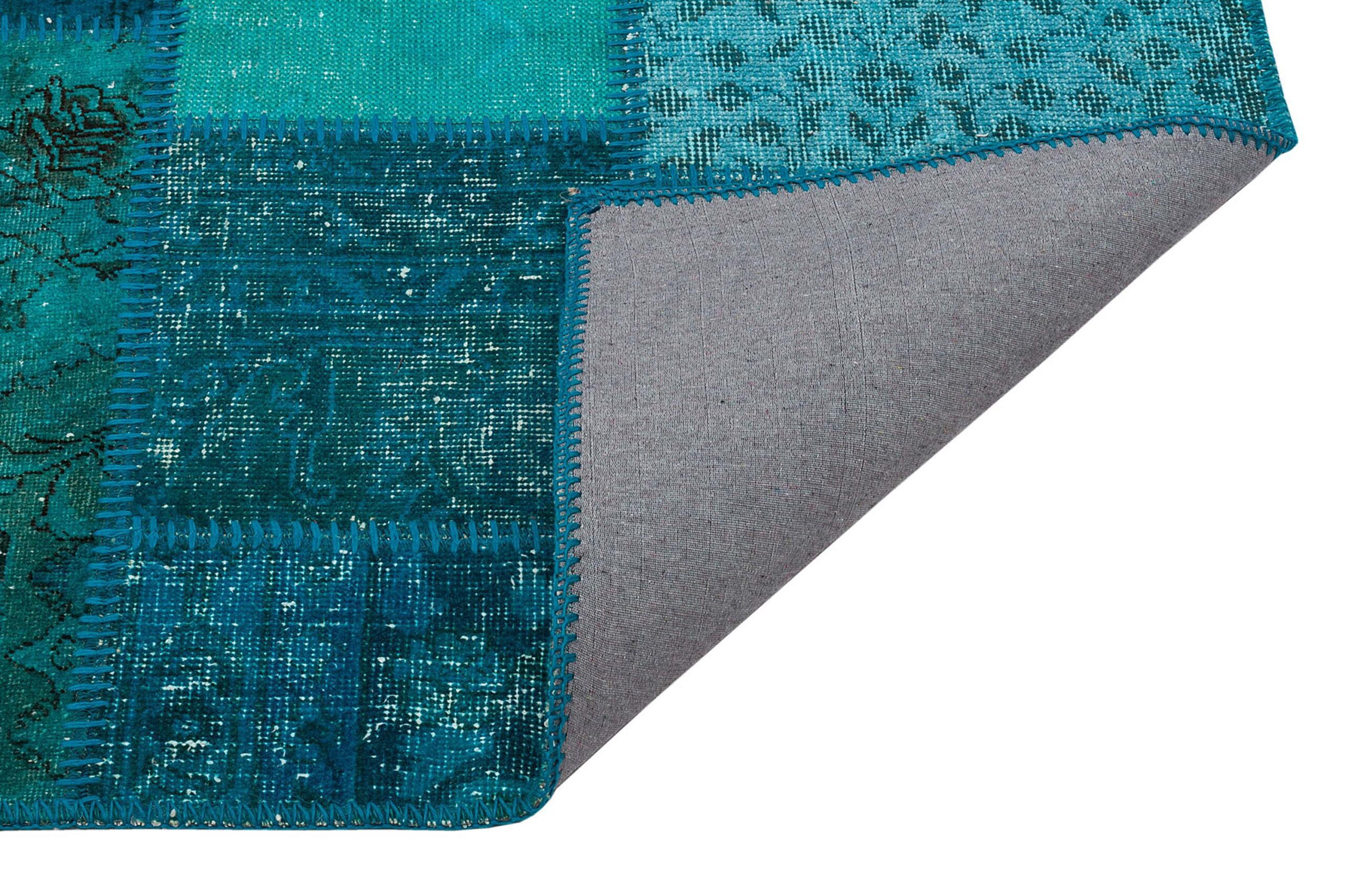 Custom Patchwork Distressed Handwoven Rug — detail view 3, handmade vintage rug