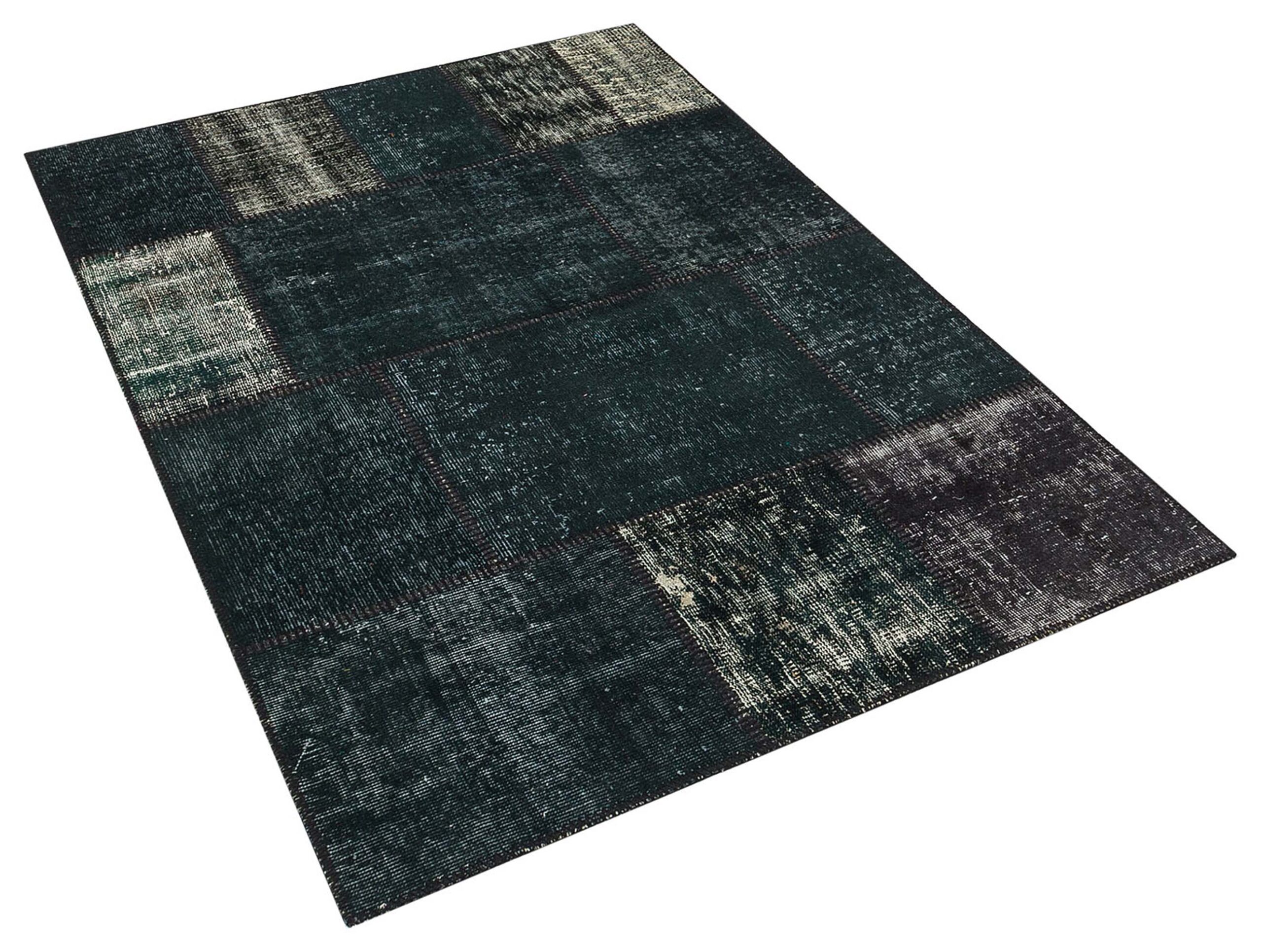 Unique Anatolian Patchwork Distressed Handwoven Rug — detail view 4, handmade vintage rug