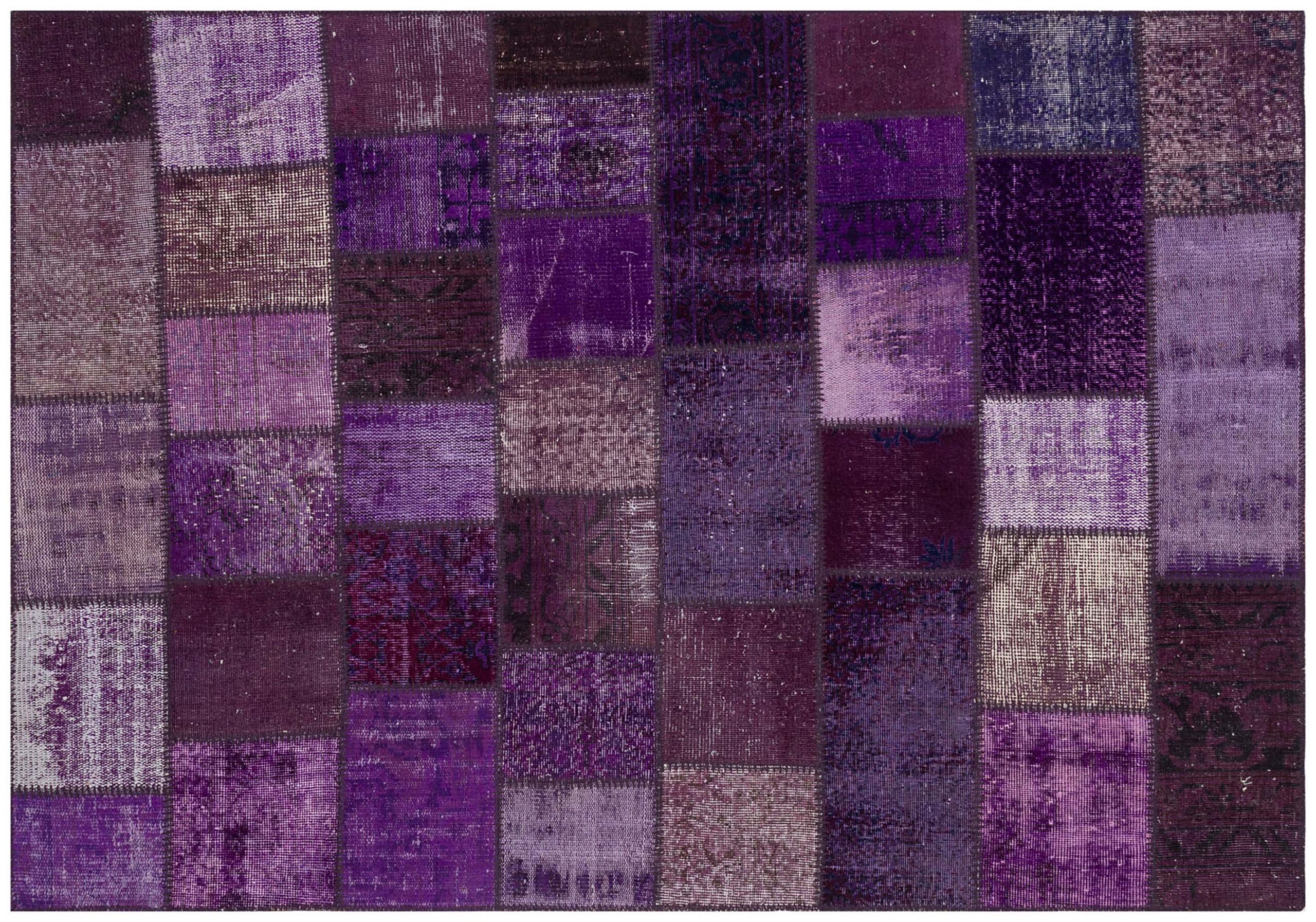 Exclusive Hand-Woven Patchwork Distressed Rug — detail view 3, handmade vintage rug