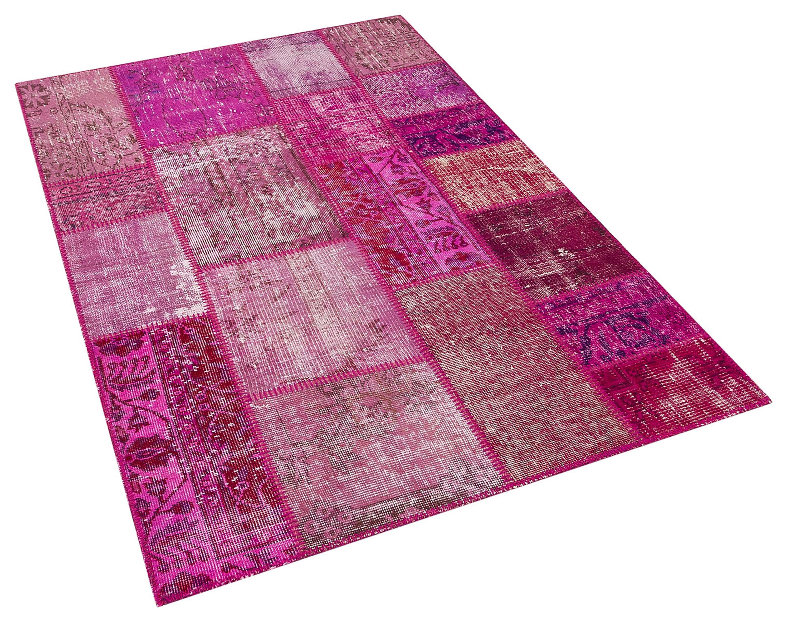 Patchwork Handwoven Distressed Rug, vintage rug, Handmade, hand-knotted wool & cotton, size 120 × 180 cm, from Gördes