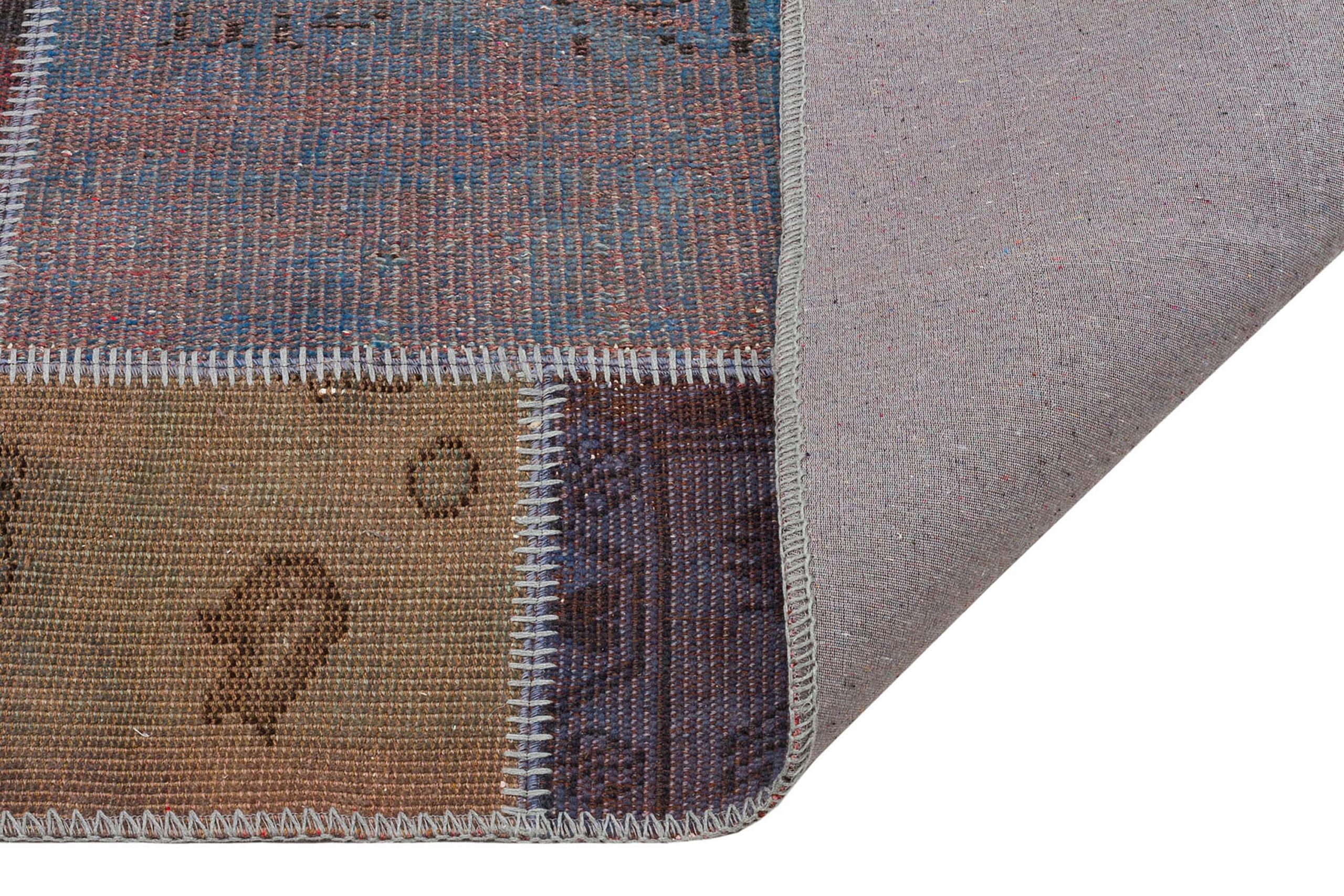 Patchwork Hand-Woven Distressed Rug — detail view 3, handmade vintage rug