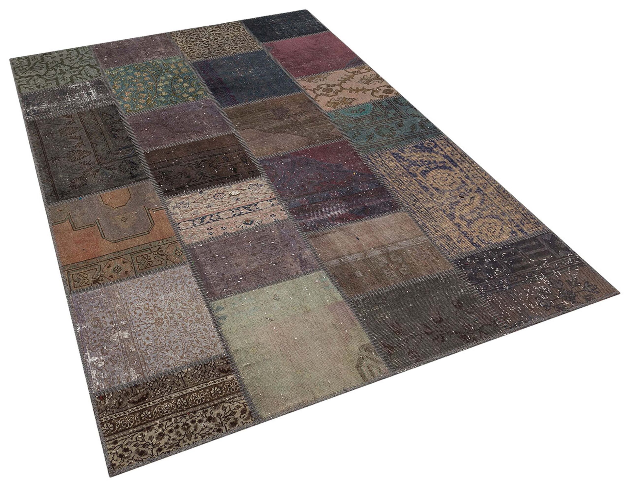 Vintage Hand-Woven Patchwork Rug, vintage rug, Handmade, hand-knotted cotton, size 160 × 230 cm, from Bursa