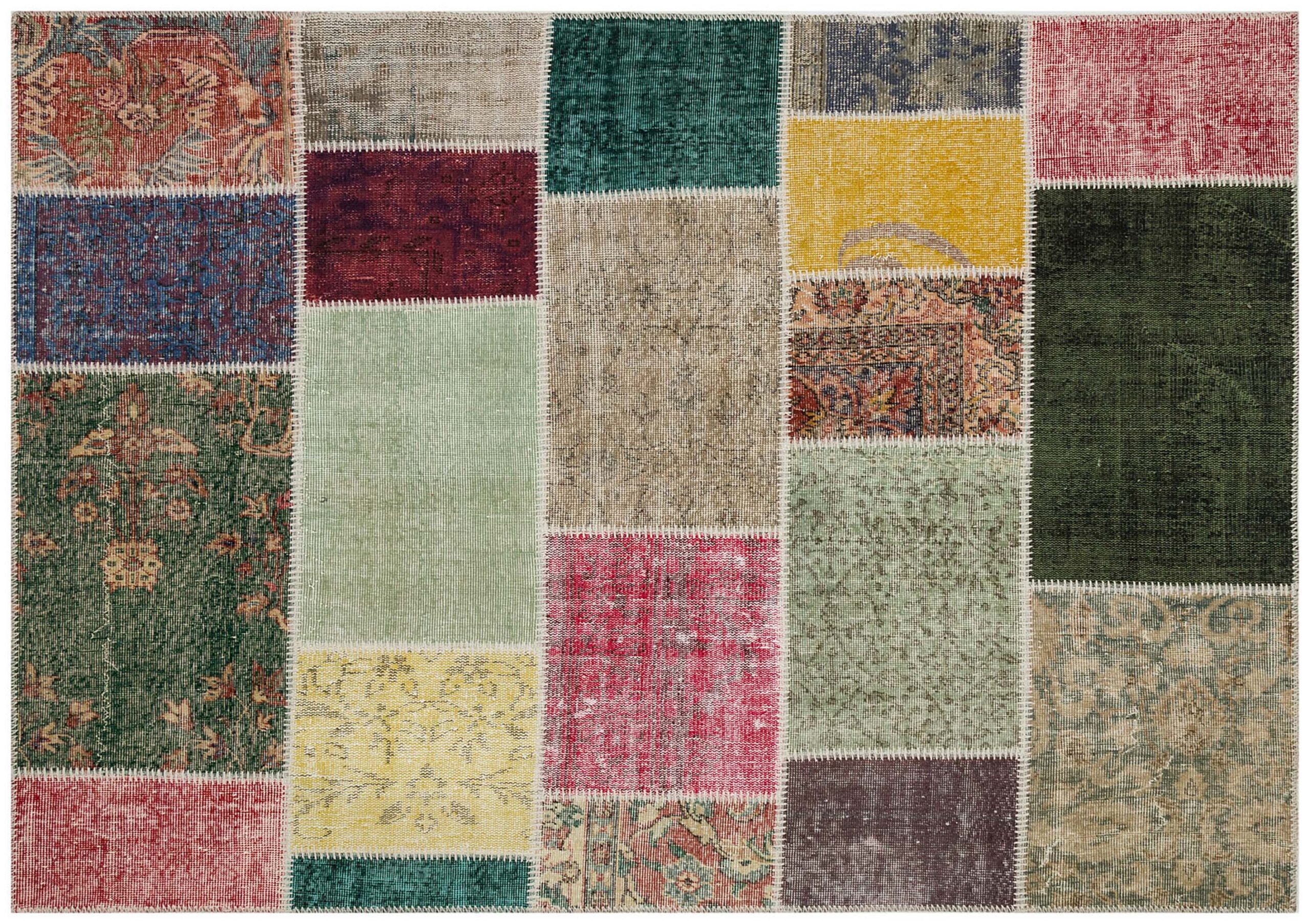 Century-Old Antique-Style Patchwork Rug — detail view 3, handmade vintage rug