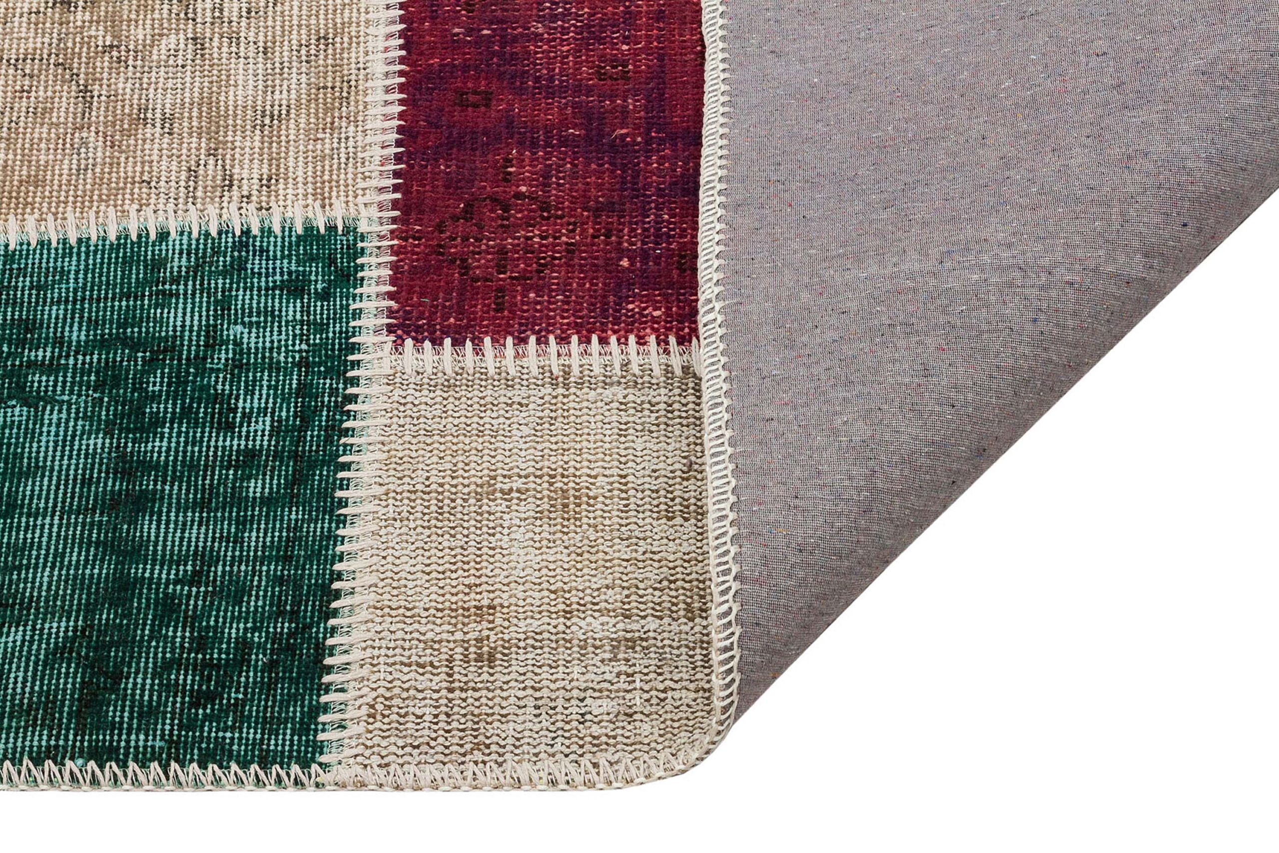 Century-Old Antique-Style Patchwork Rug — detail view 2, handmade vintage rug