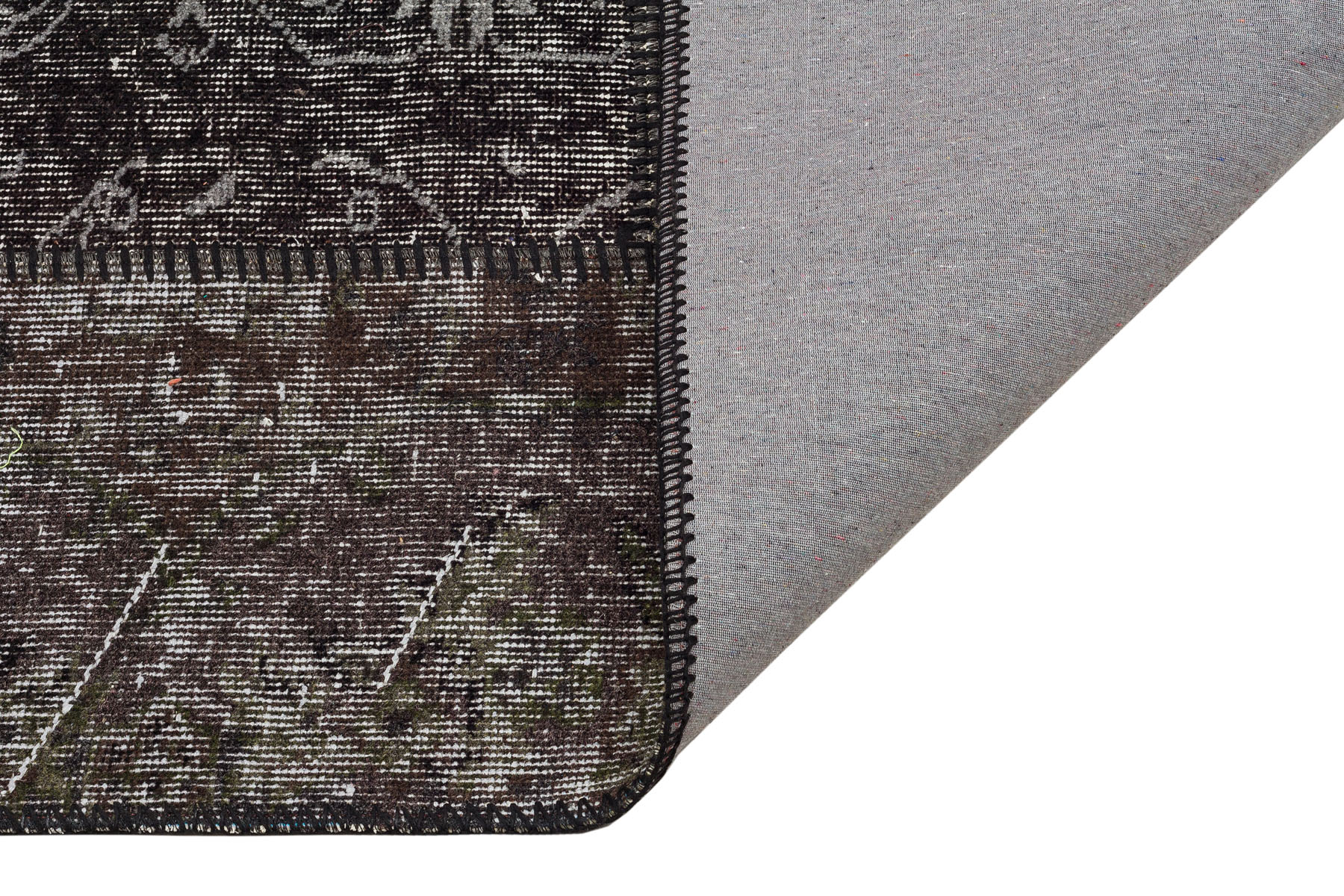 Authentic Handwoven Distressed Patchwork Rug — detail view 3, handmade vintage rug