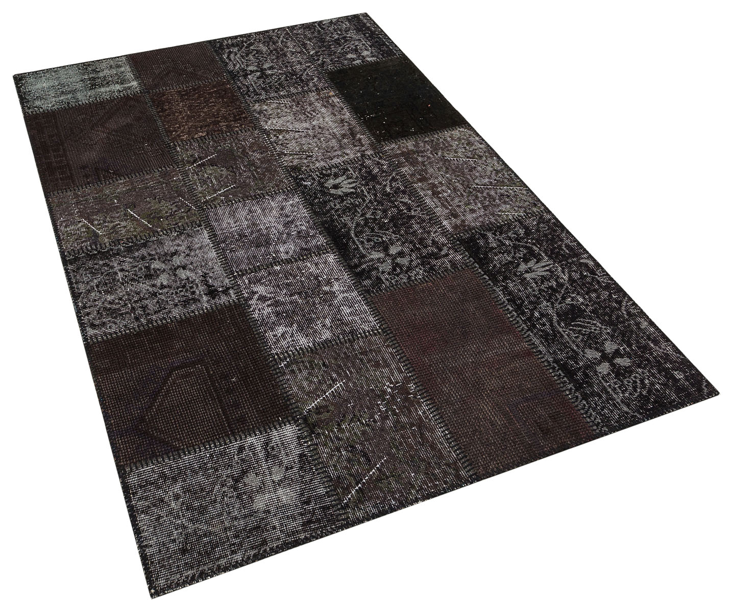 Authentic Handwoven Distressed Patchwork Rug, vintage rug, Handmade, hand-knotted wool & cotton, size 120 × 180 cm, from Konya