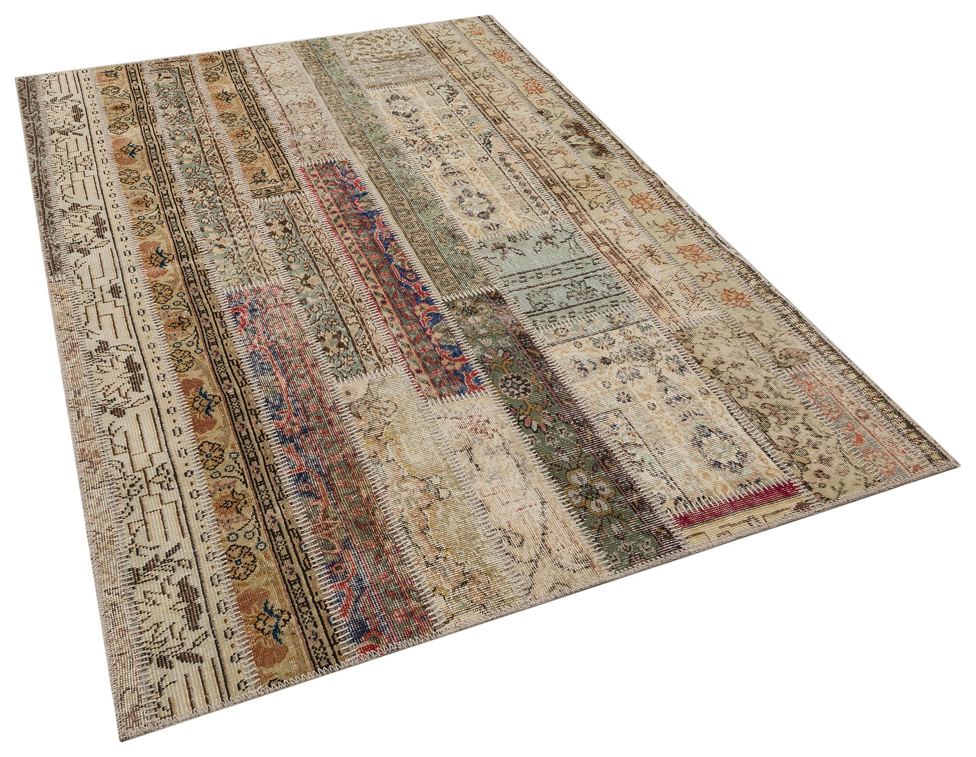 Handwoven Patchwork Rug, vintage rug, Handmade, hand-knotted silk, size 160 × 230 cm, from Yahyalı