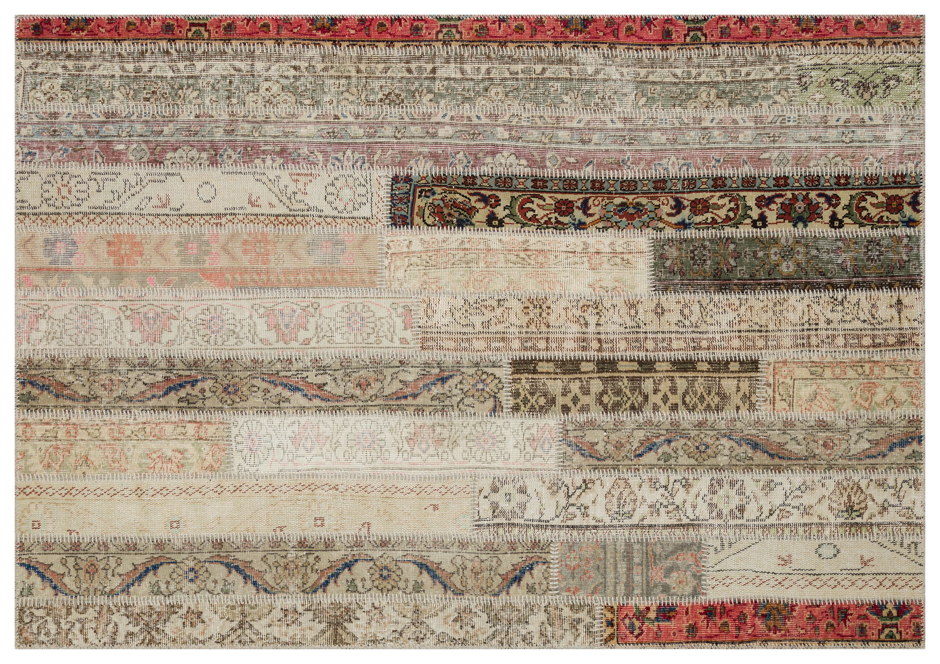 Handwoven Patchwork Rug — detail view 3, handmade vintage rug