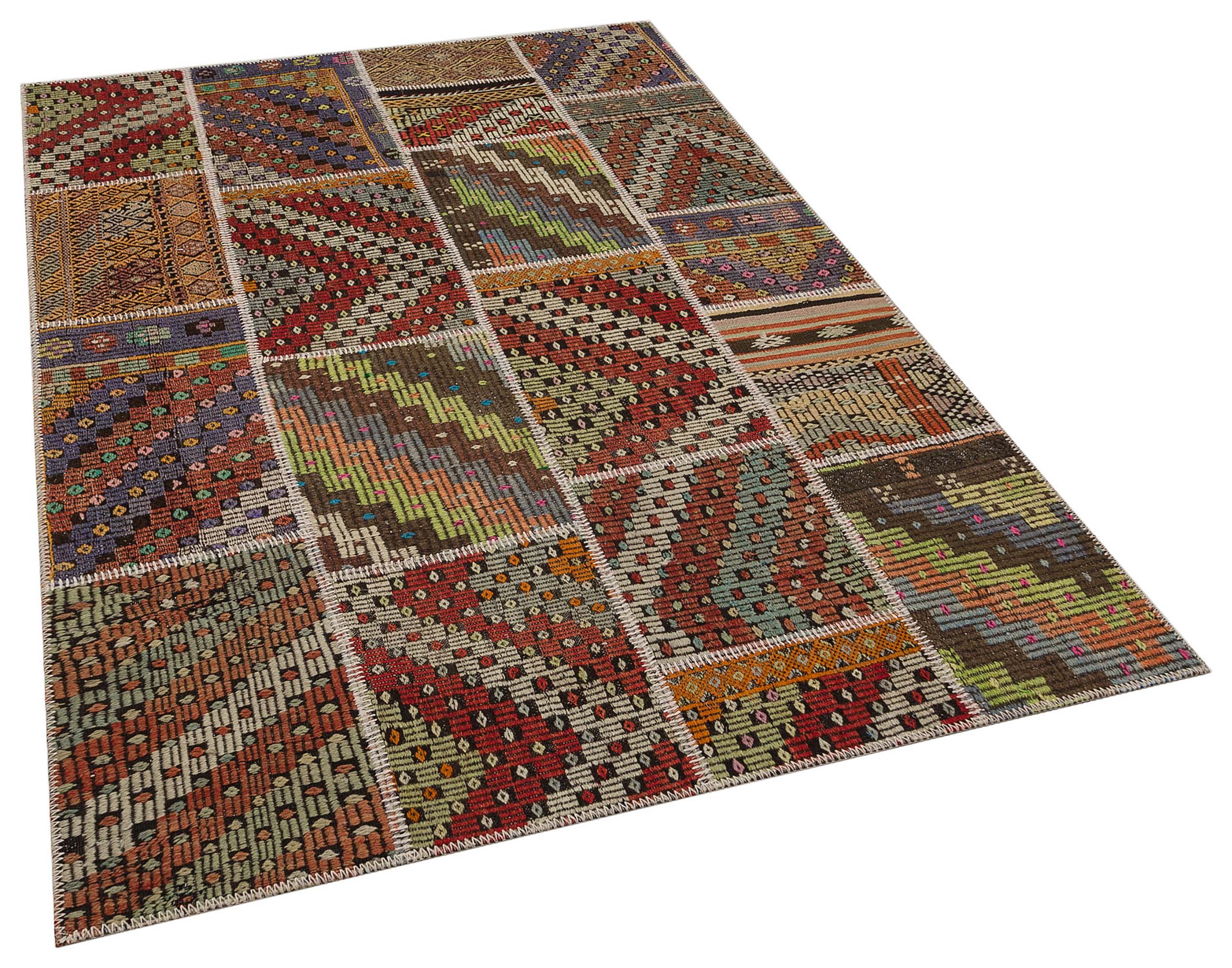 Patchwork El Dokuma Eskitme Halı 160 x 230 cm 6079
