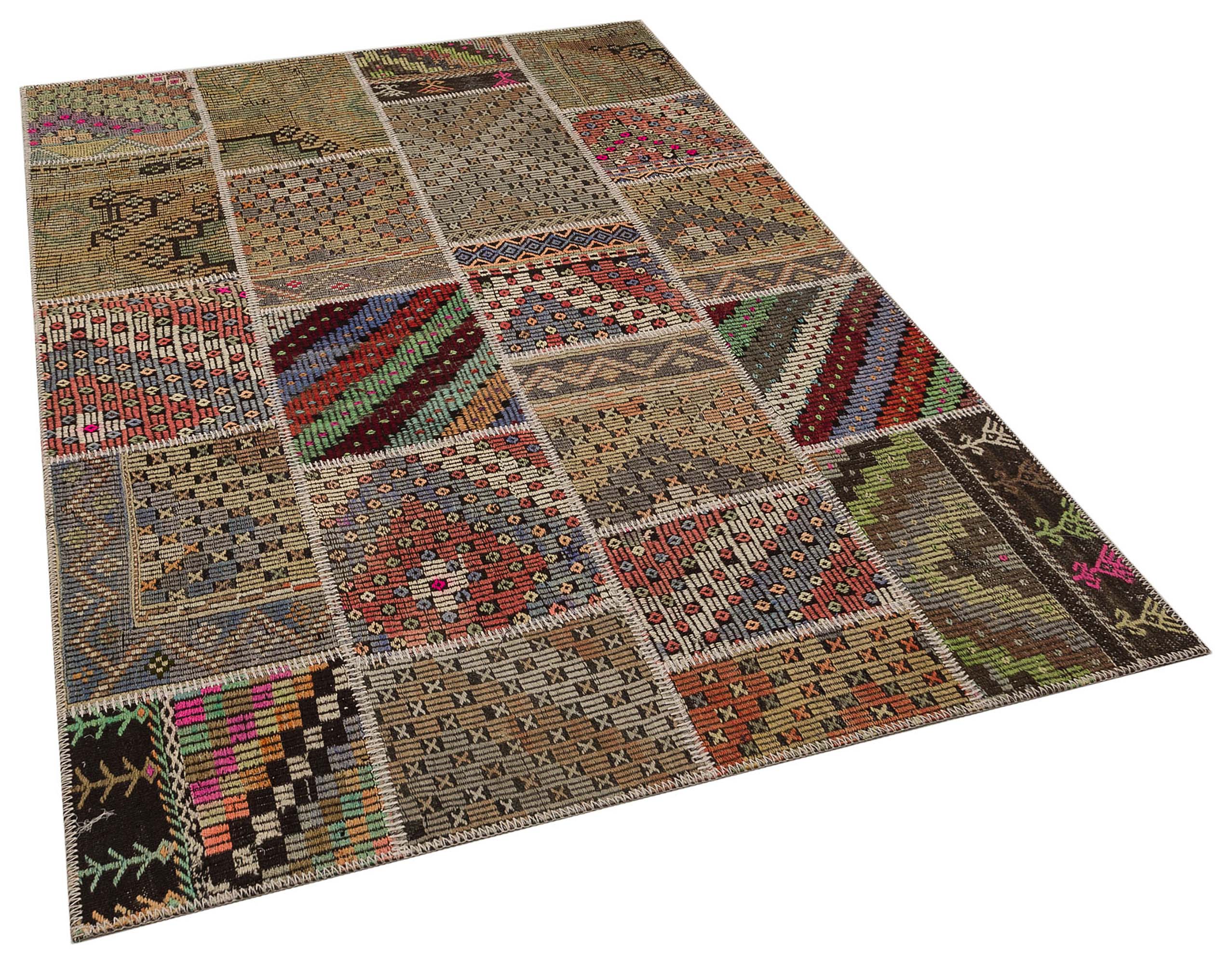 Patchwork El Dokuma Eskitme Halı 160 x 230 cm 6080