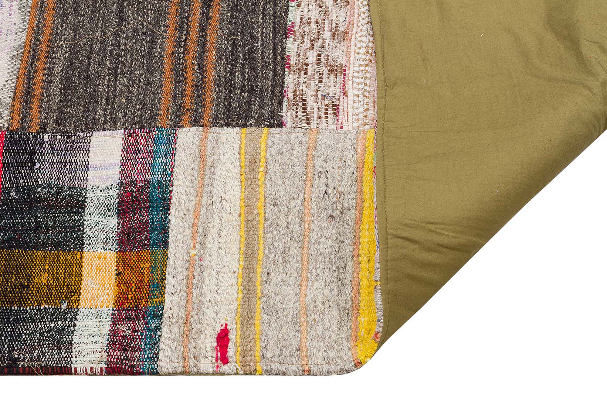 Authentic Hand-Woven Distressed Patchwork Rug — detail view 3, handmade vintage rug