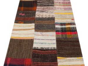 Gerçek El Dokuma Eskitme Patchwork Halı 82 x 158 cm 6112