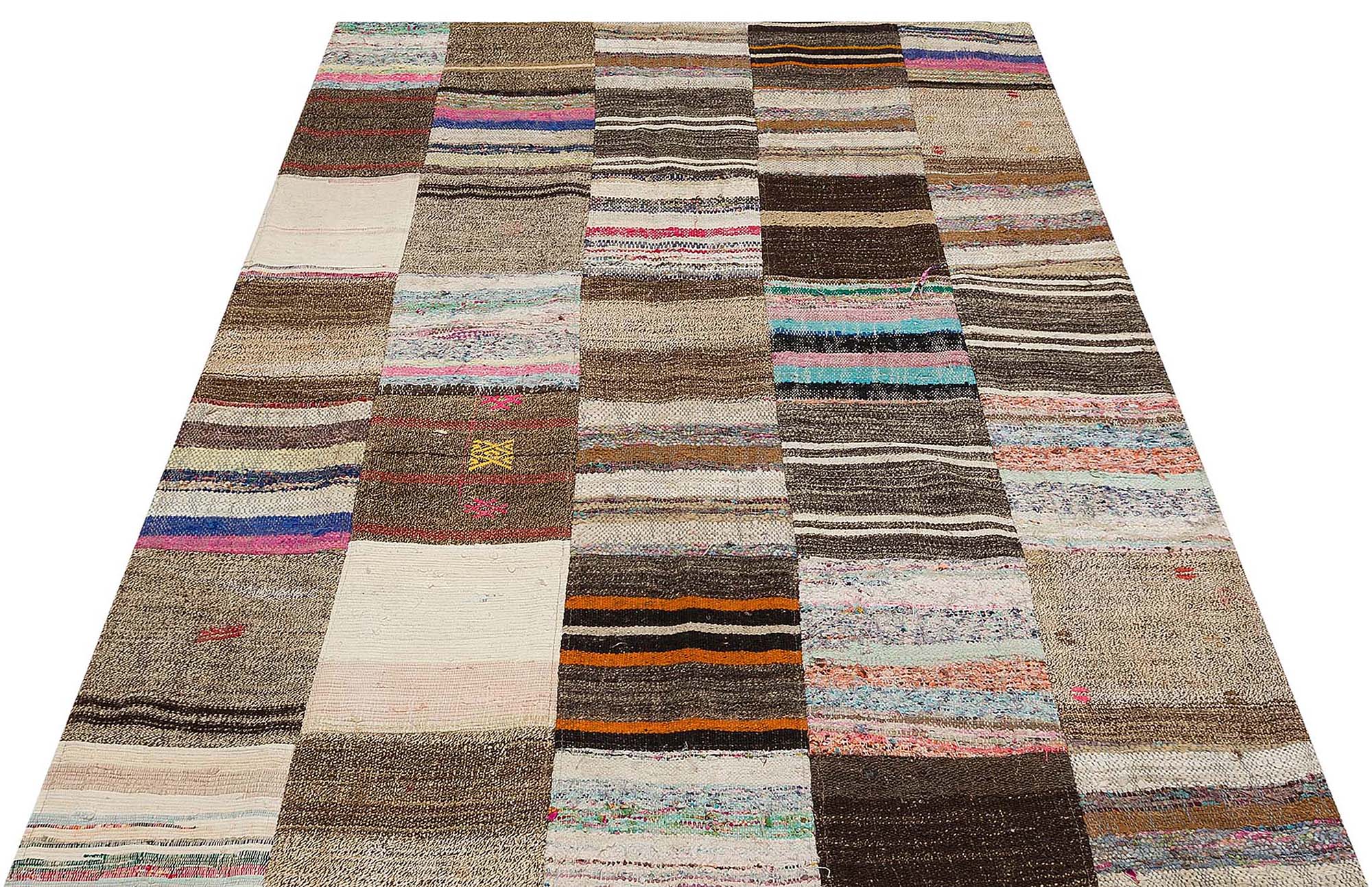 Authentic Handwoven Distressed Rug, vintage rug, Handmade, hand-knotted silk, size 144 × 202 cm, from Demirci